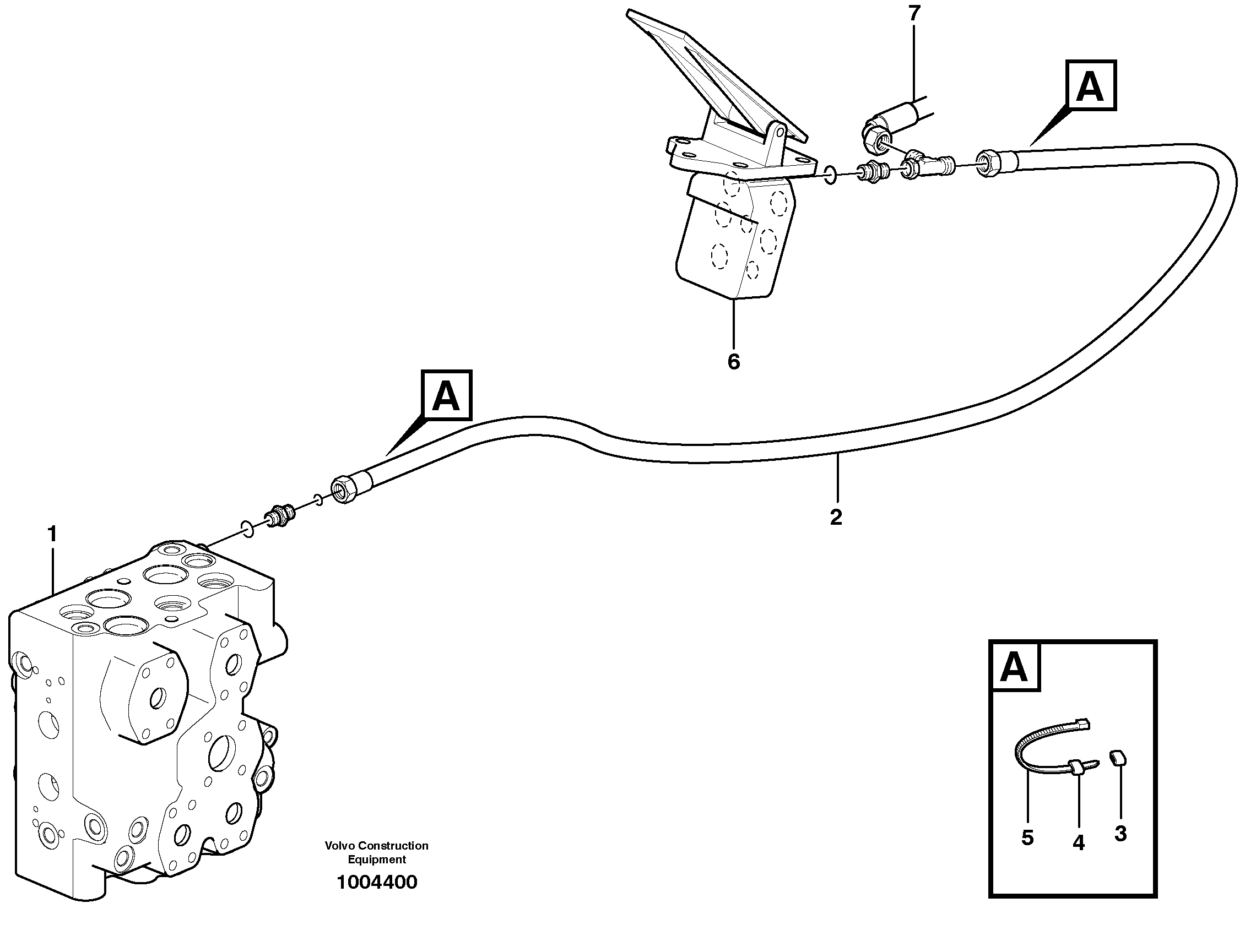 Drainage line, control valve  STD, OPEN ROPS — volvo parts diagram