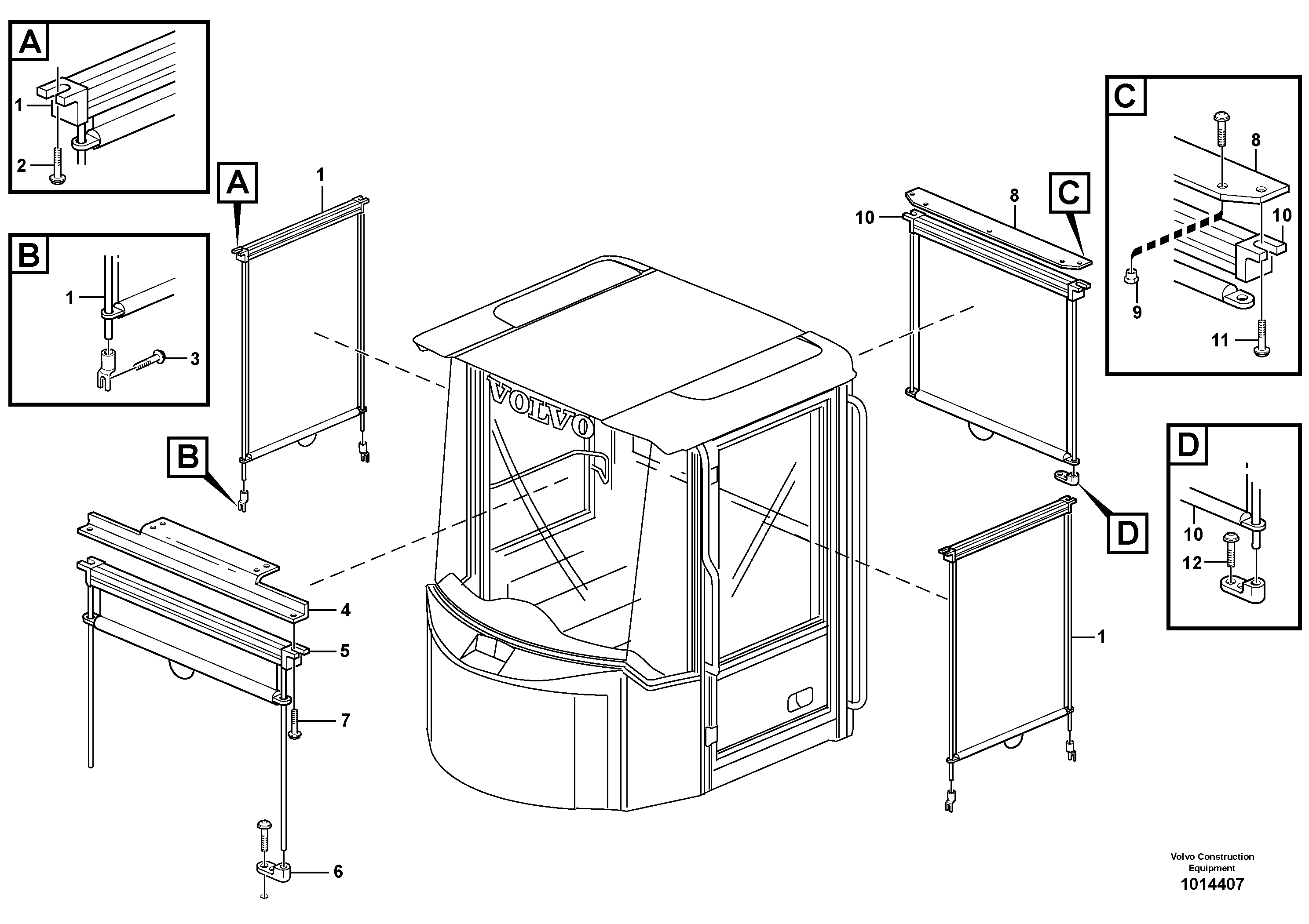 Interior components, sun blinds.  80307, 80308 — volvo parts diagram