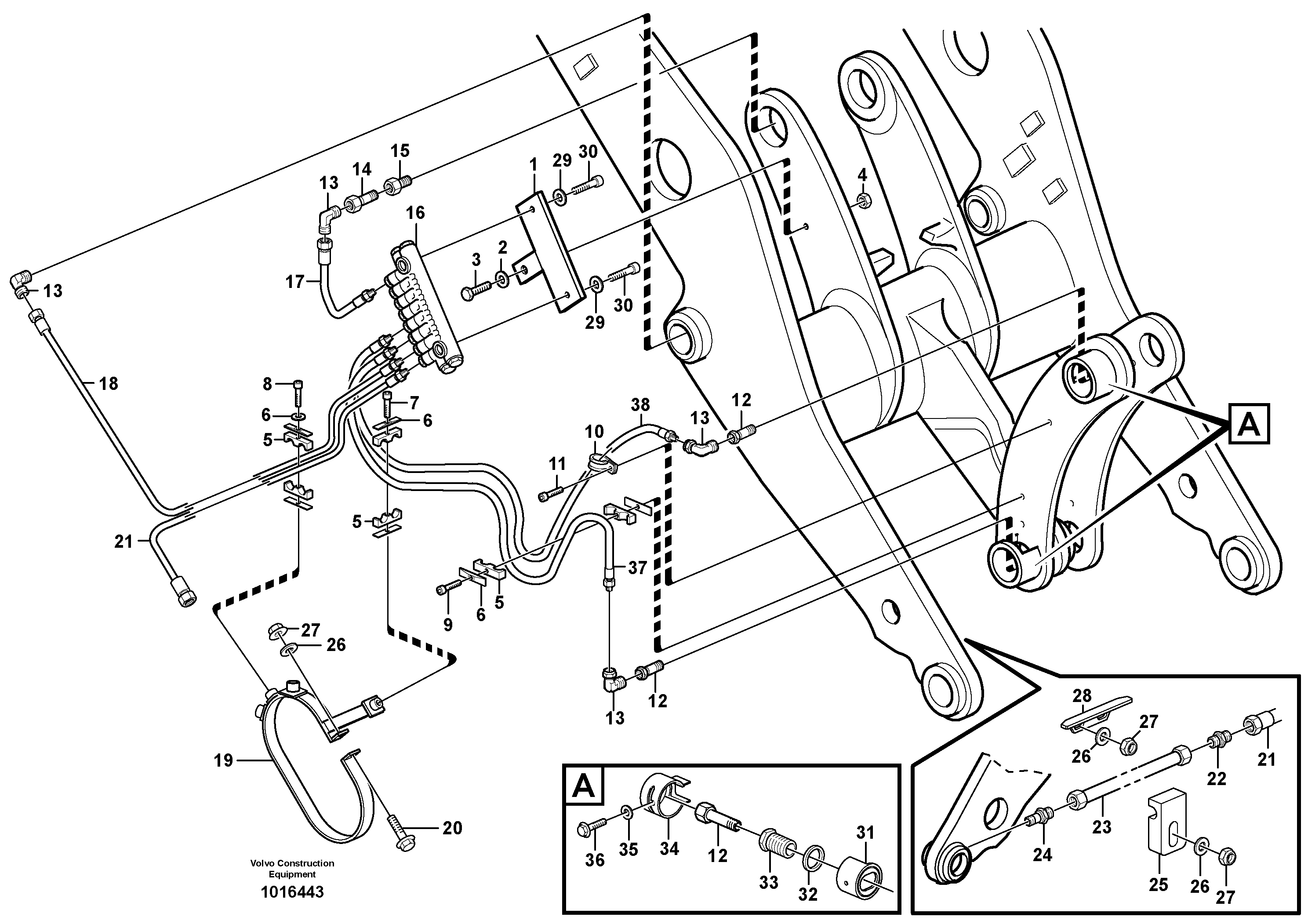 Central lubrication with fitting parts. B2  82531 — volvo parts diagram