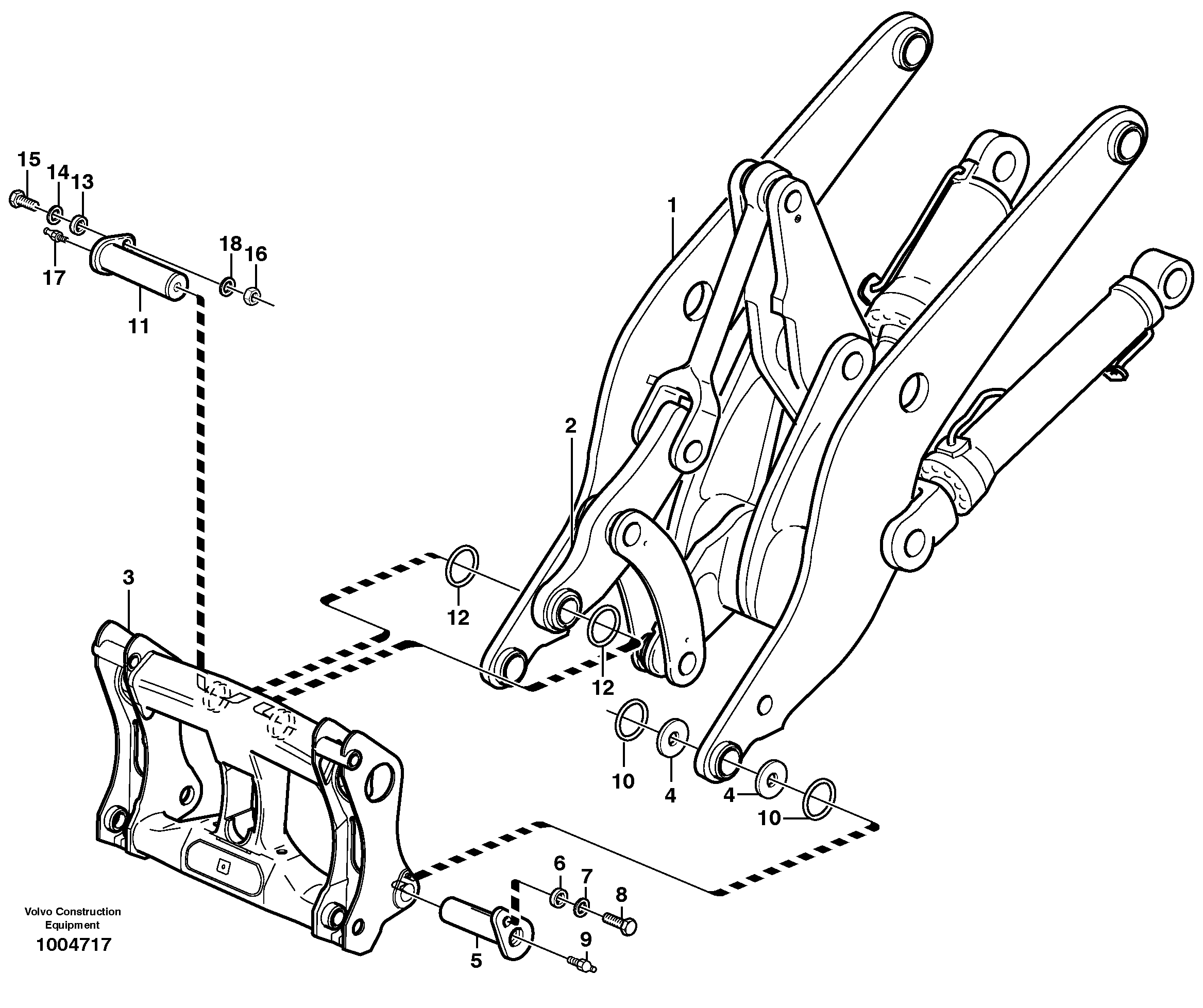 Assemble attachment bracket.  STD, OPEN ROPS — volvo parts diagram