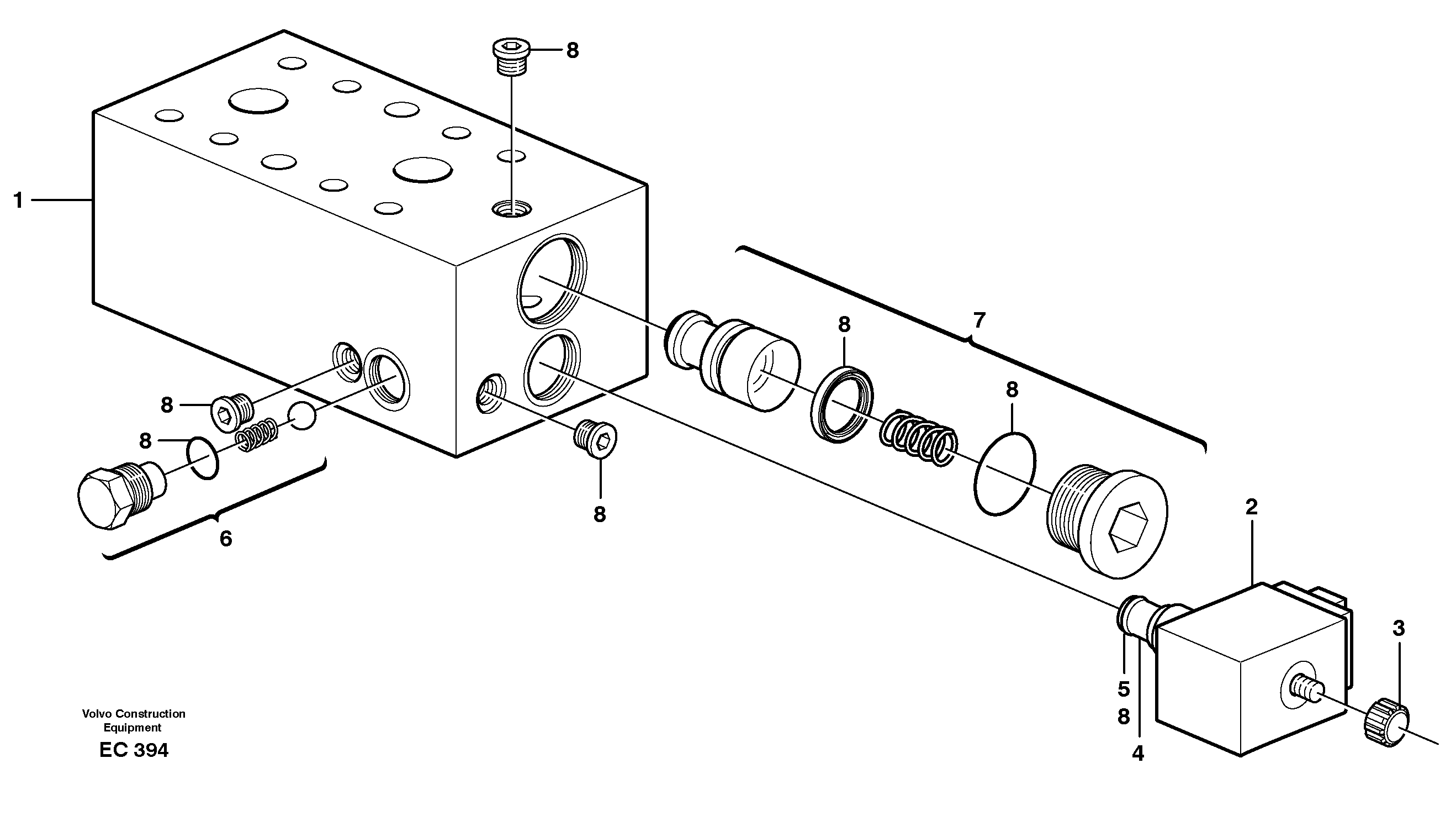 Valve, circuit body and return valve  82058, 82075 — volvo parts diagram