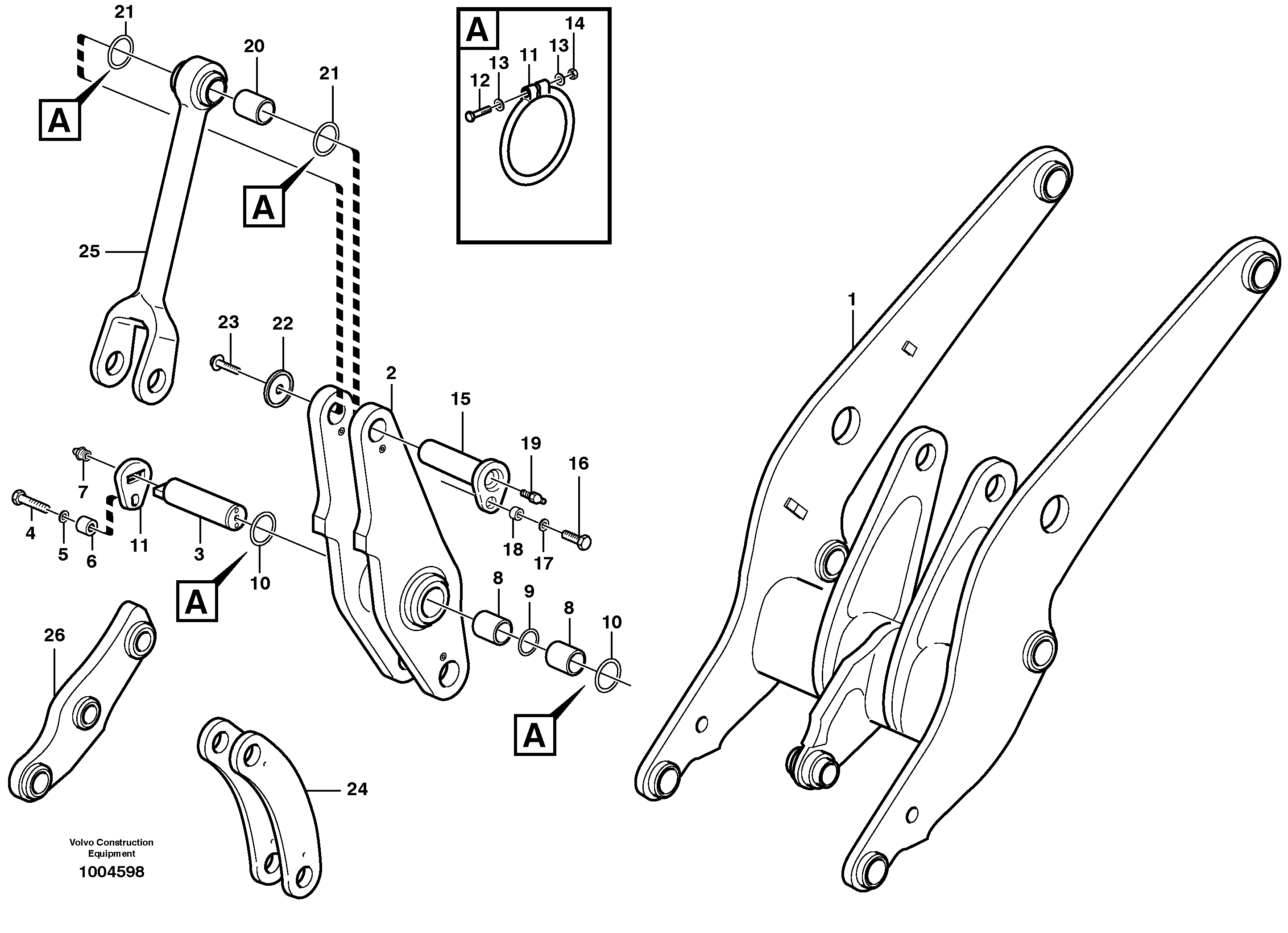 Rear links with assembly parts  33751 — volvo parts diagram