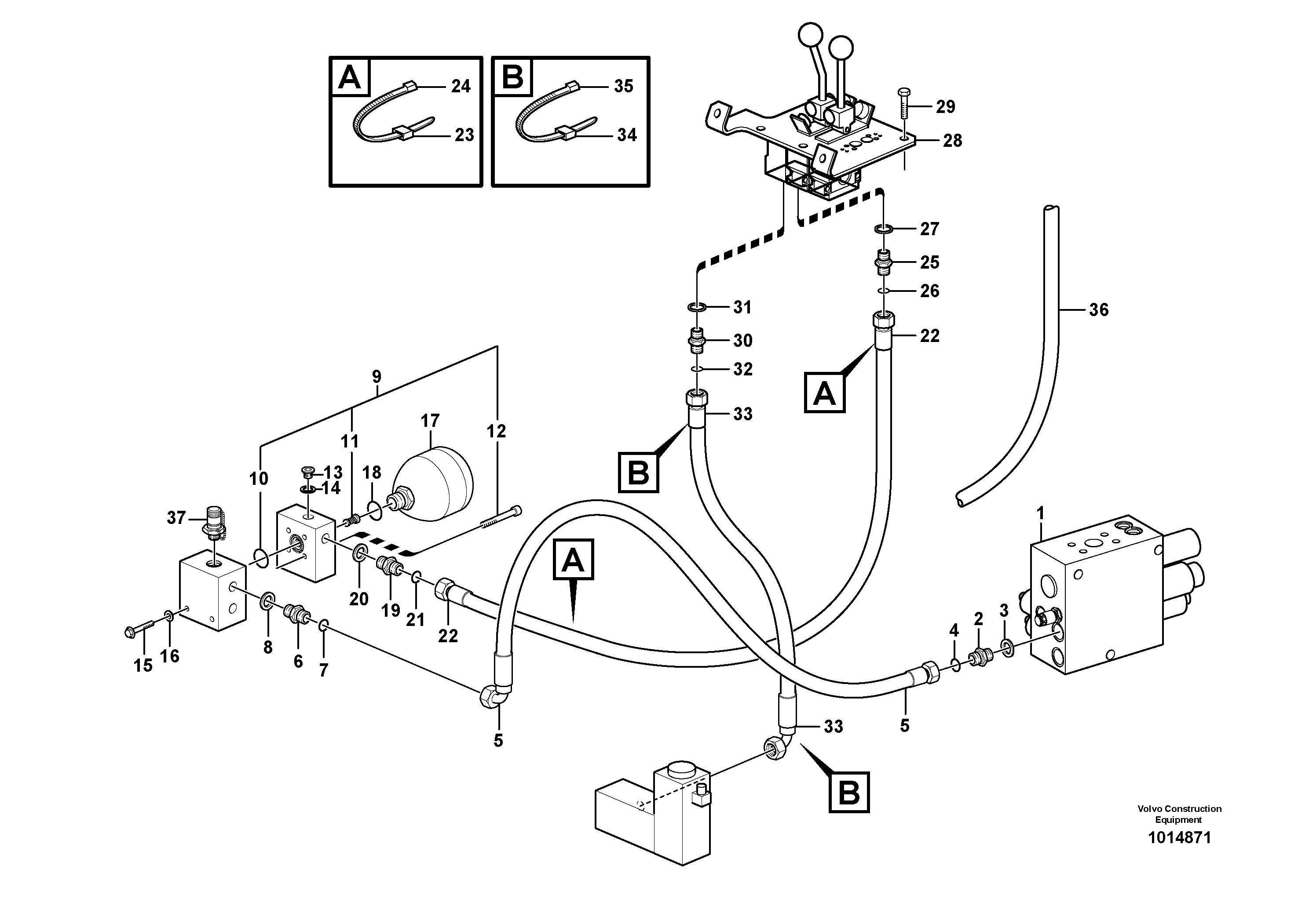 Servo - hydraulic  STD, OPEN ROPS — volvo parts diagram