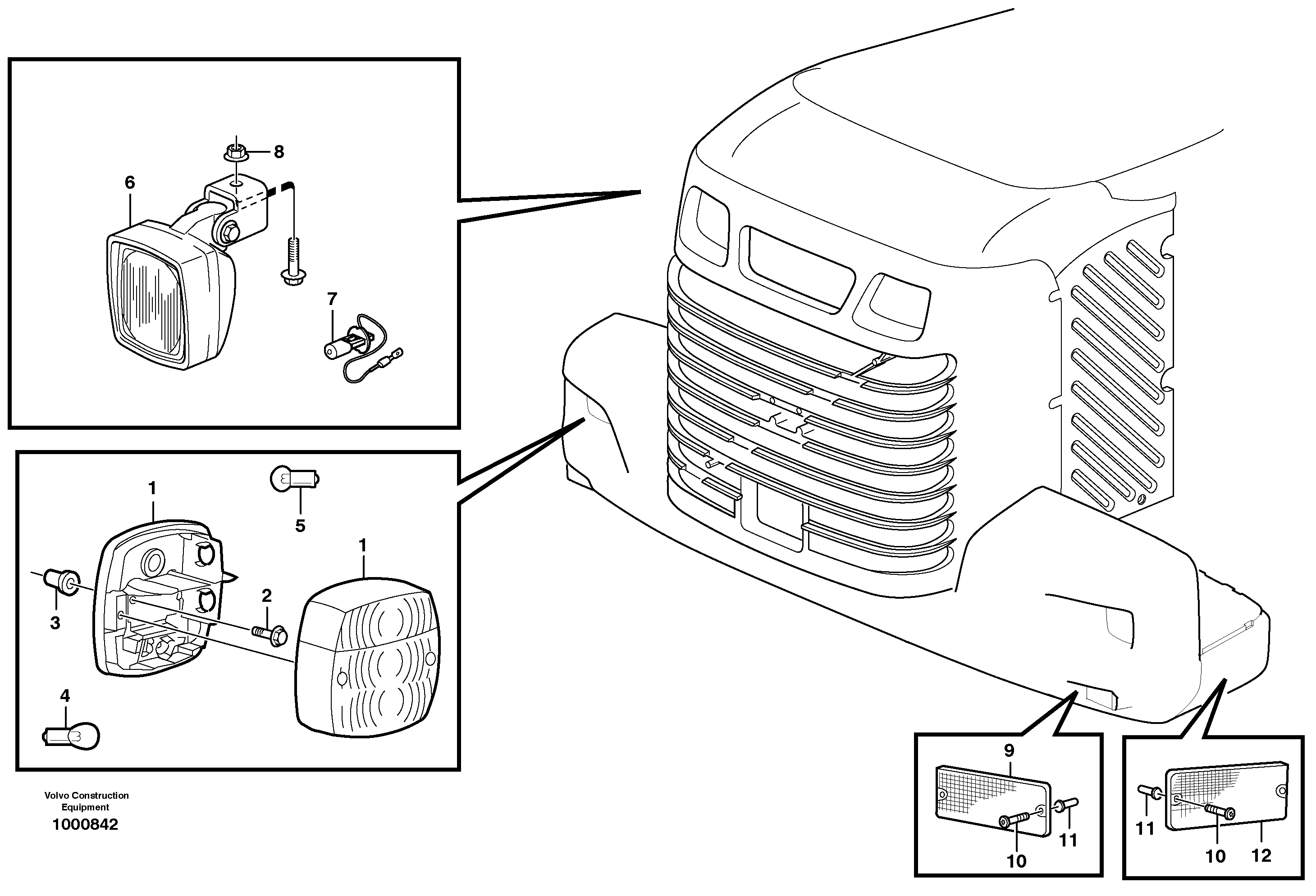 Lighting, rear  STD, OPEN ROPS — volvo parts diagram