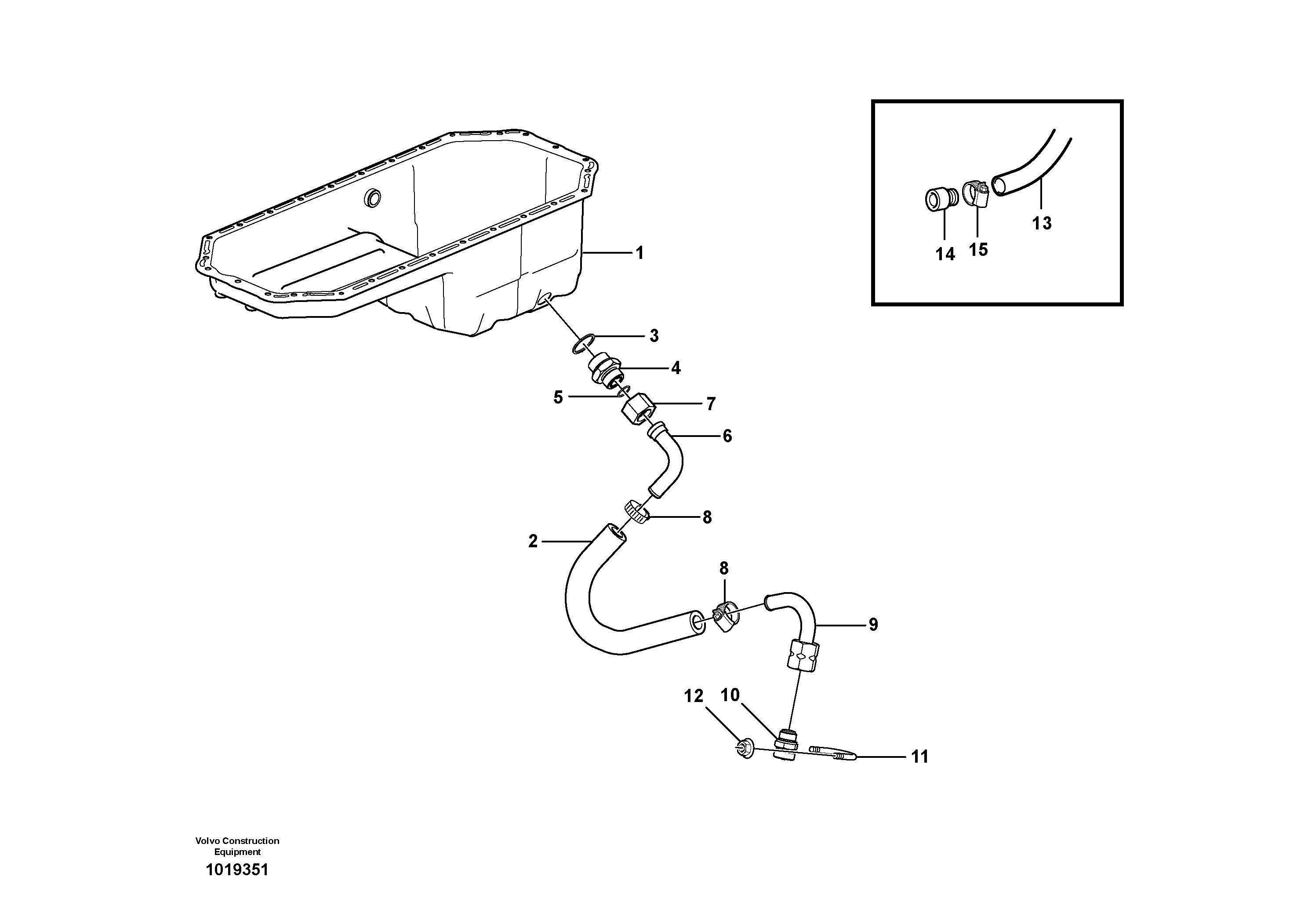 Drain line, oil sump — volvo parts diagram