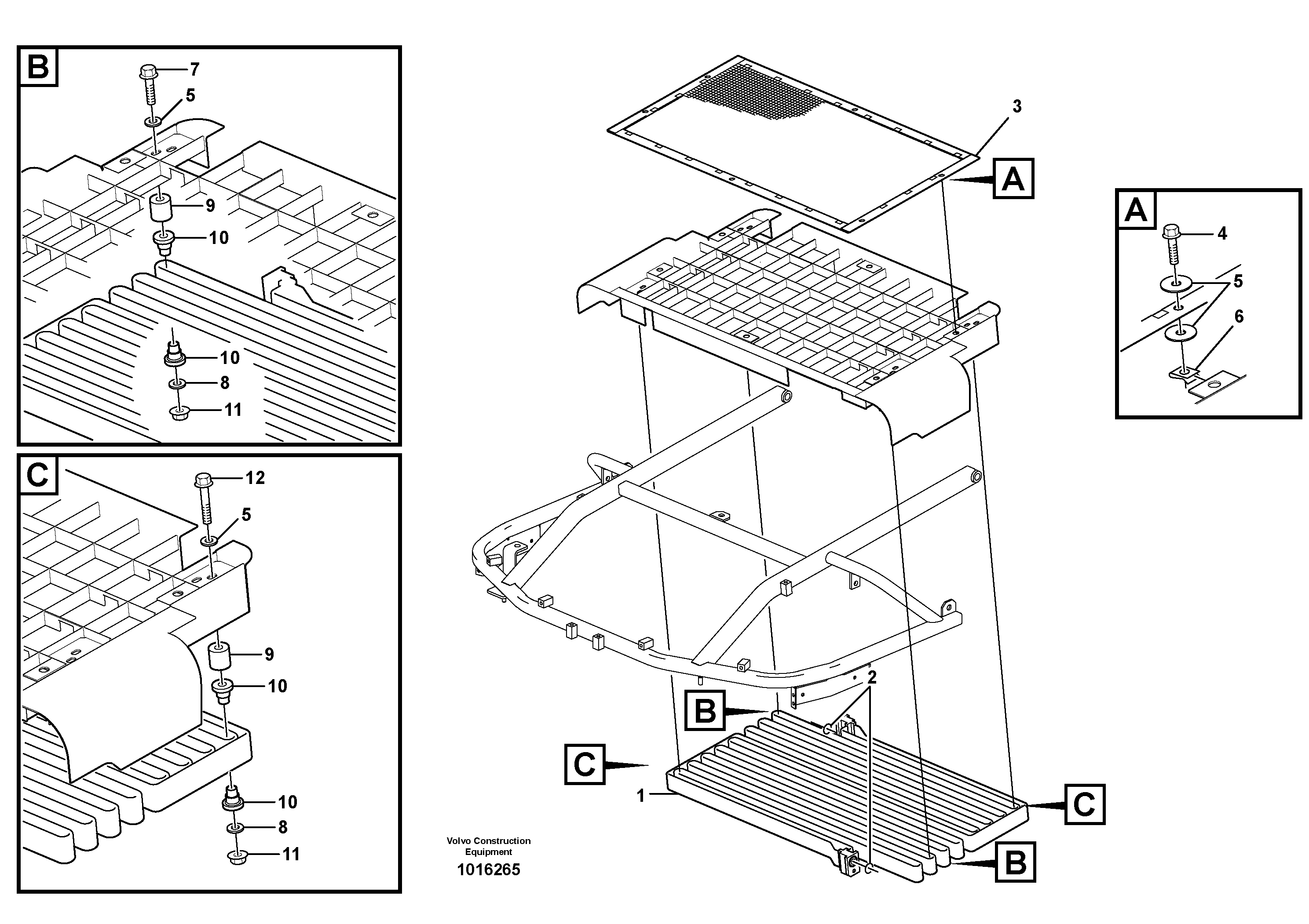 Condenser for cooling agent R134a with fitting parts.  80868, 82323, 82772, 82773 — volvo parts diagram