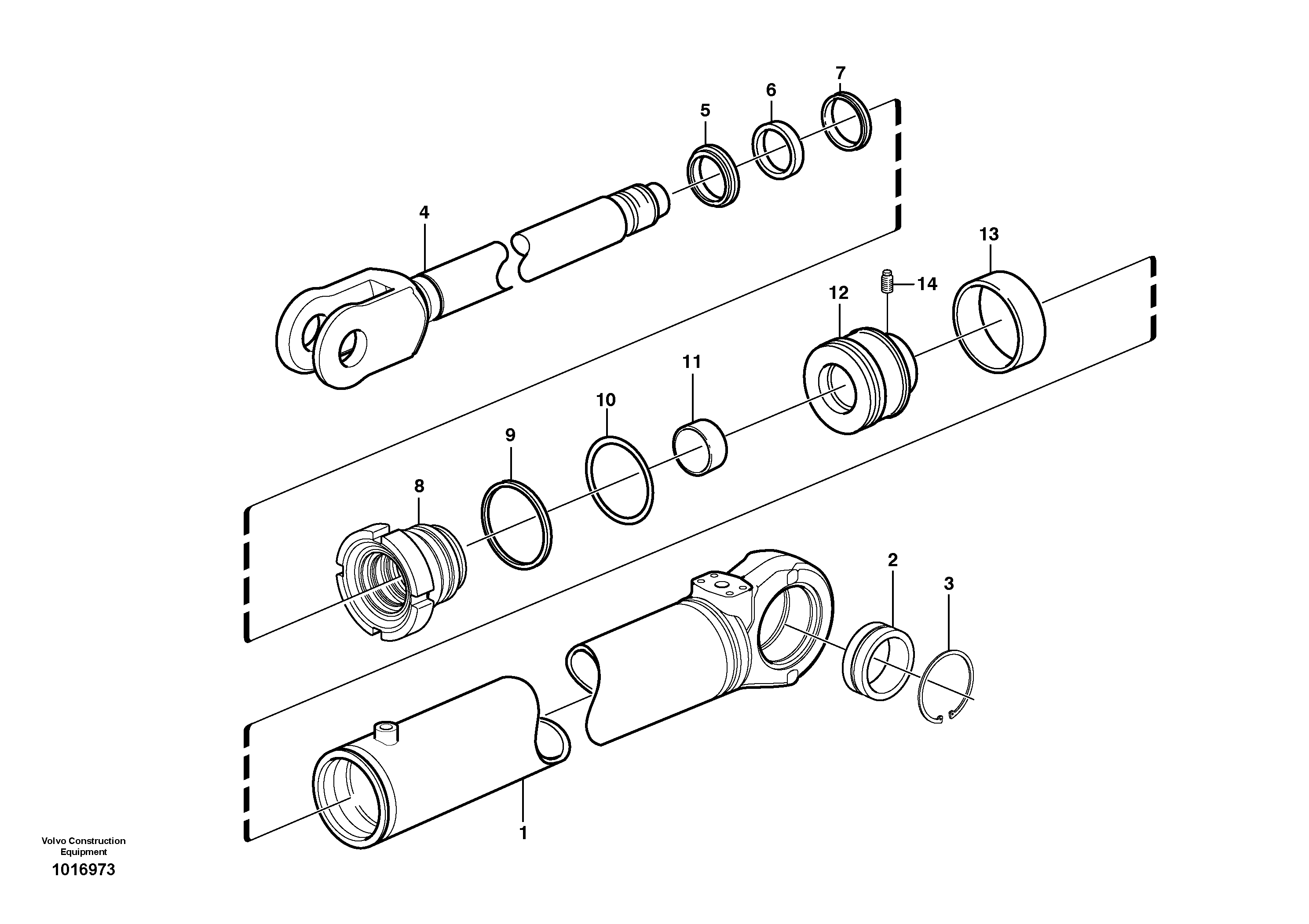 Hydraulic cylinder  S/N 1628 - SWE, 60297 - USA, 70146 - BRA. — volvo parts diagram