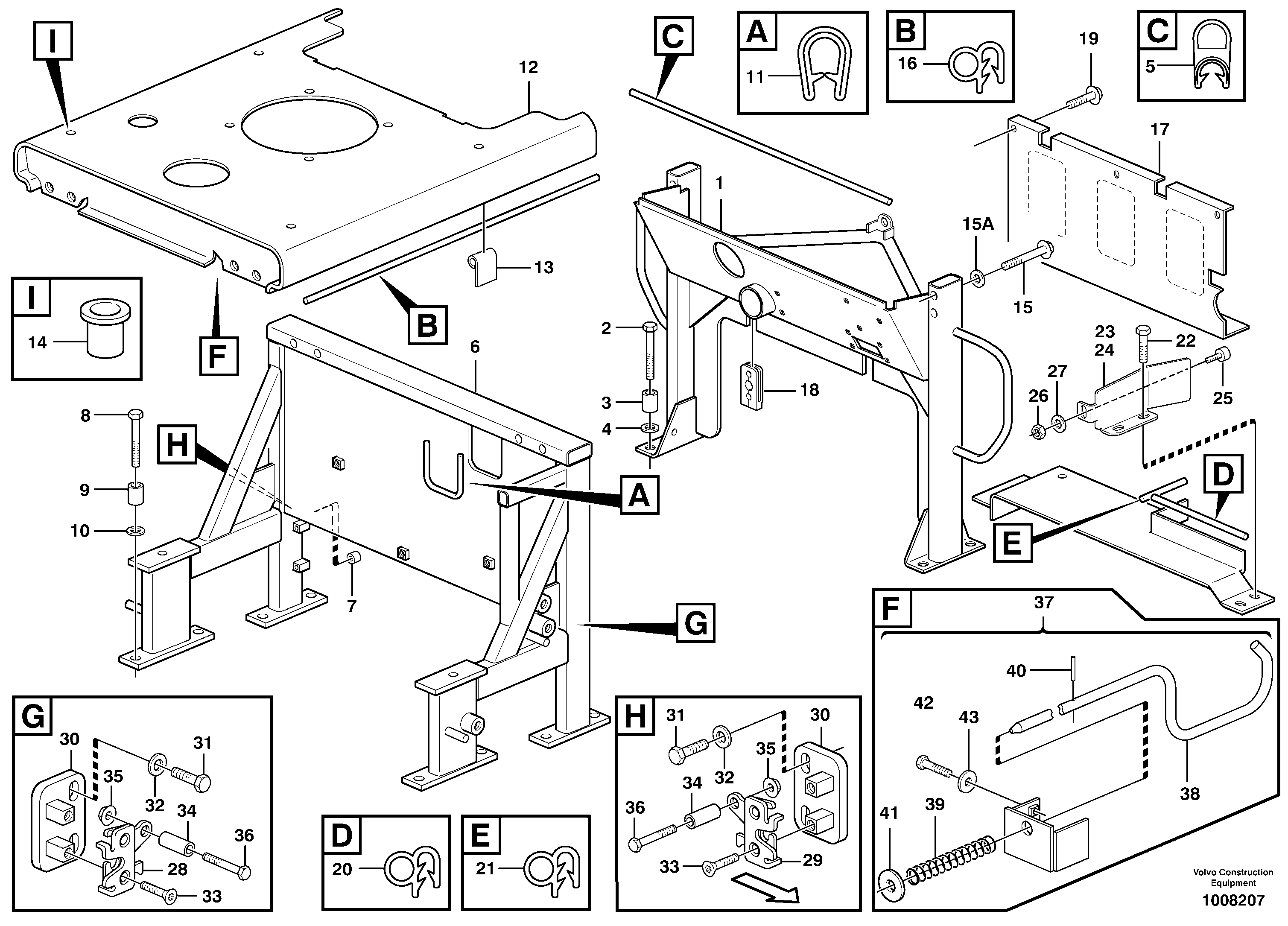Engine cover  STD, OPEN ROPS — volvo parts diagram