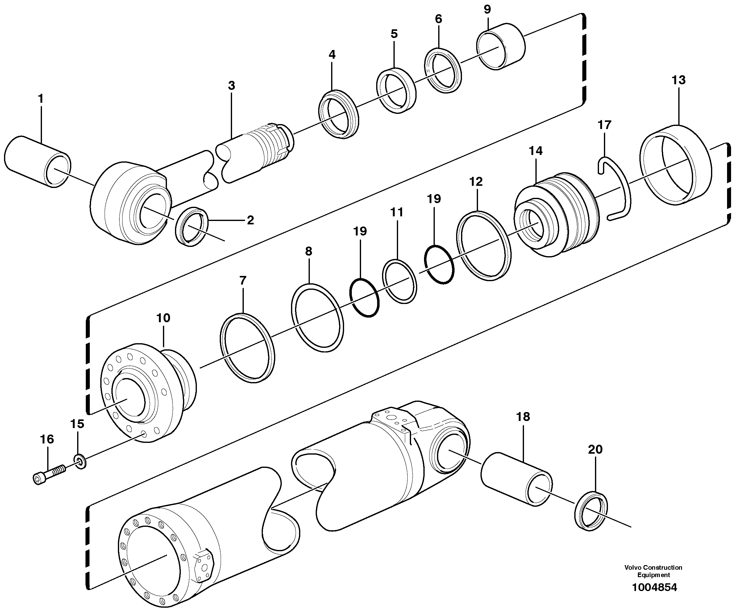 Hydraulic cylinder, tilt  STD, OPEN ROPS — volvo parts diagram