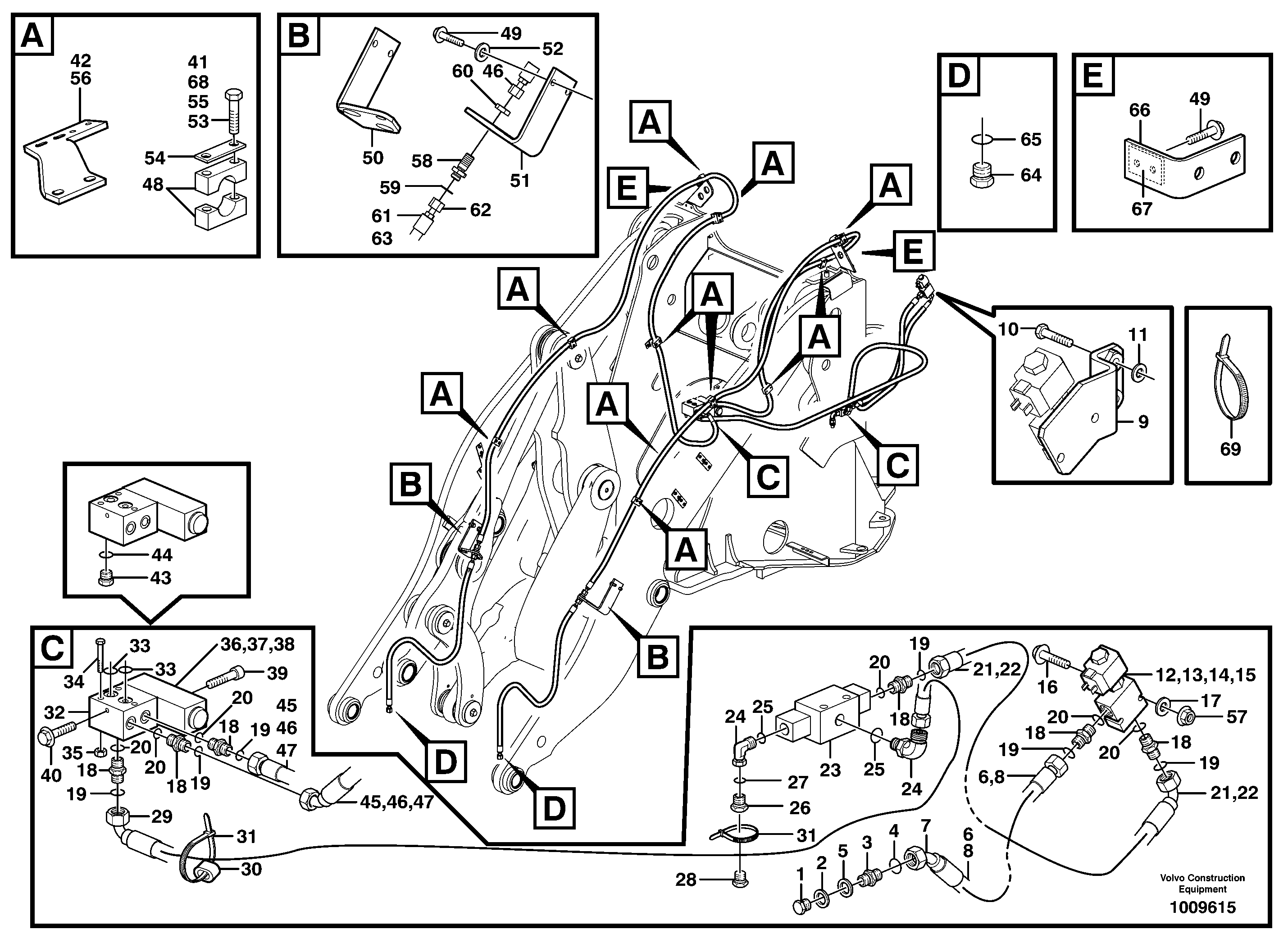 Hydraulic system, attachment bracket.  82059 — volvo parts diagram