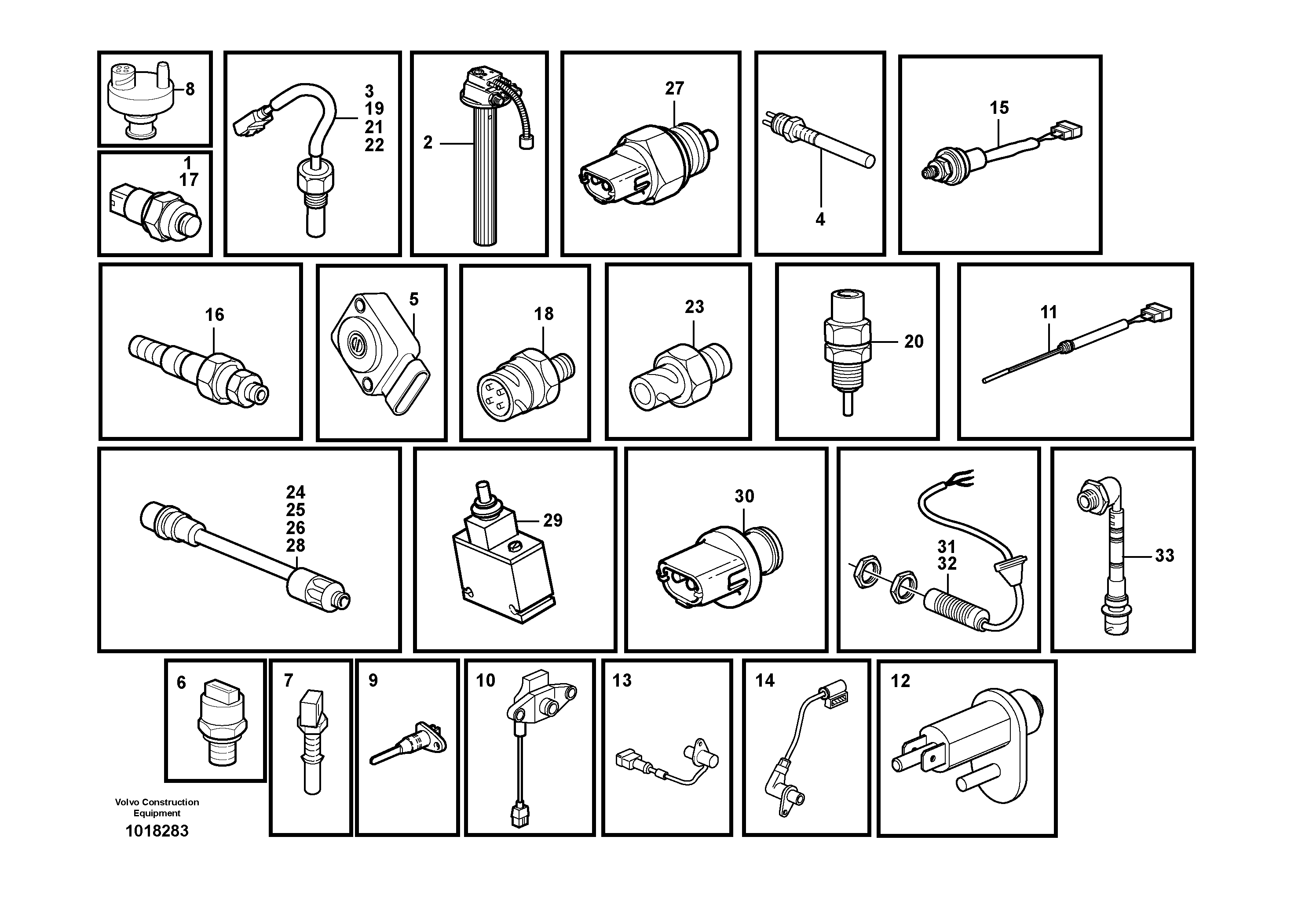 Sensors, reference list — volvo parts diagram