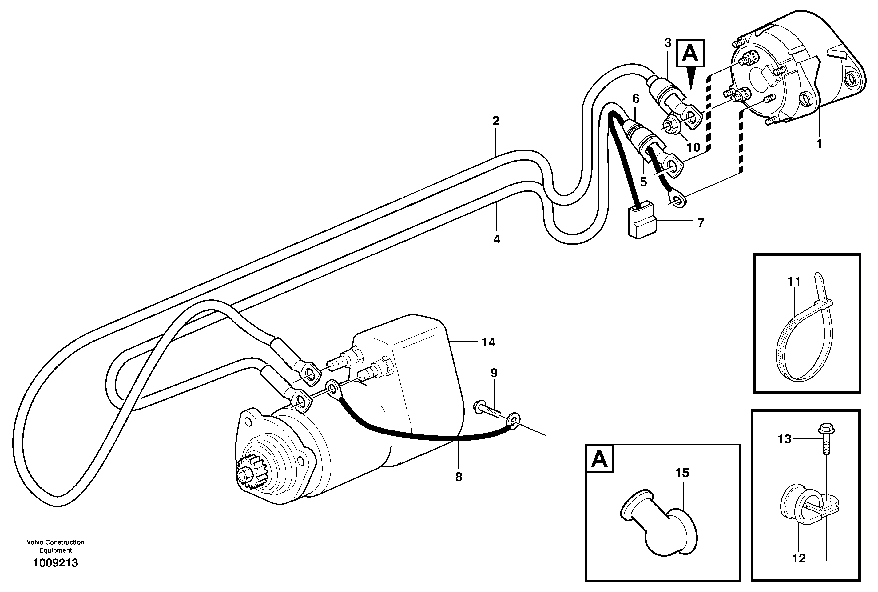 Cable harness, alternator  S/N - 2260, STD, OPEN ROPS — volvo parts diagram