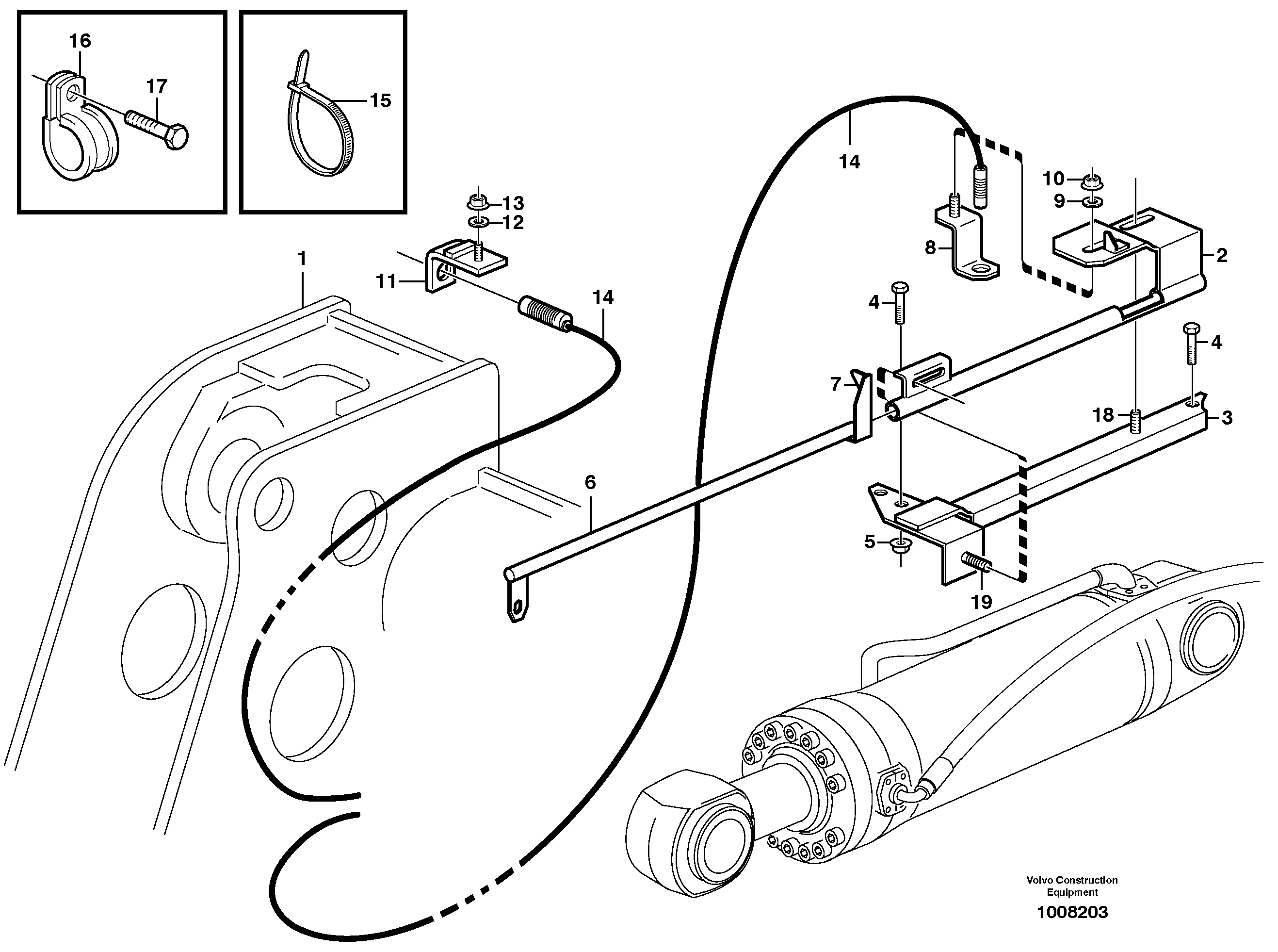 Bucket positioner and boom kickout  STD, OPEN ROPS — volvo parts diagram