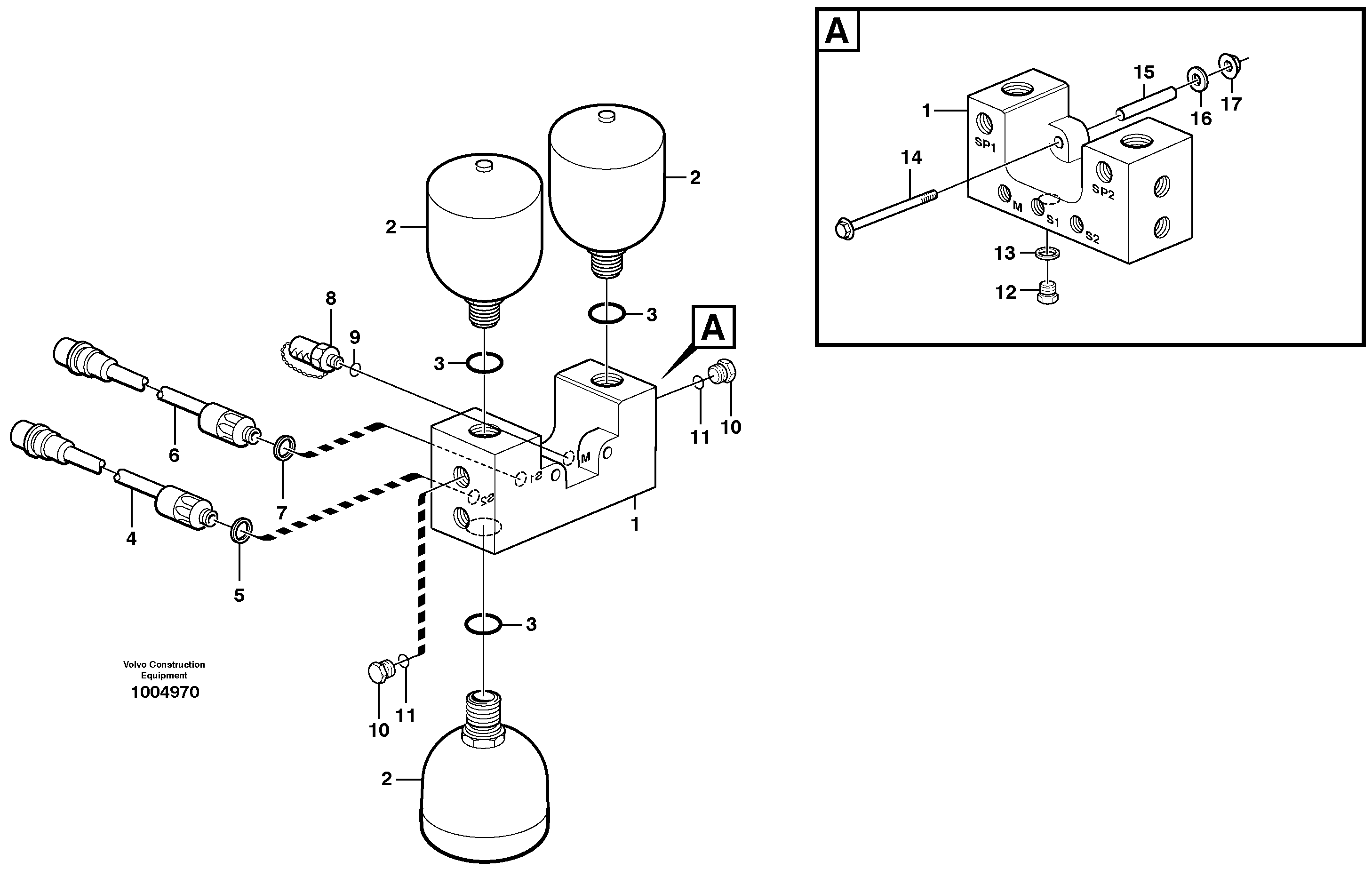 Valve and accumulators  STD, OPEN ROPS — volvo parts diagram