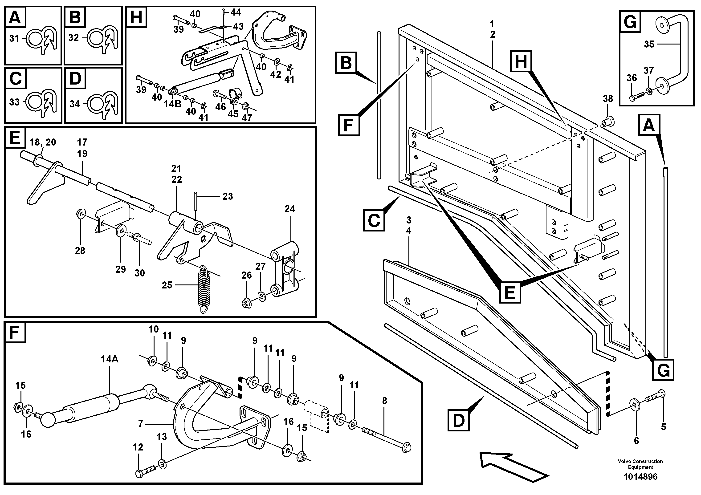 Top plate, side hatches, rear  S/N - 1413 — volvo parts diagram