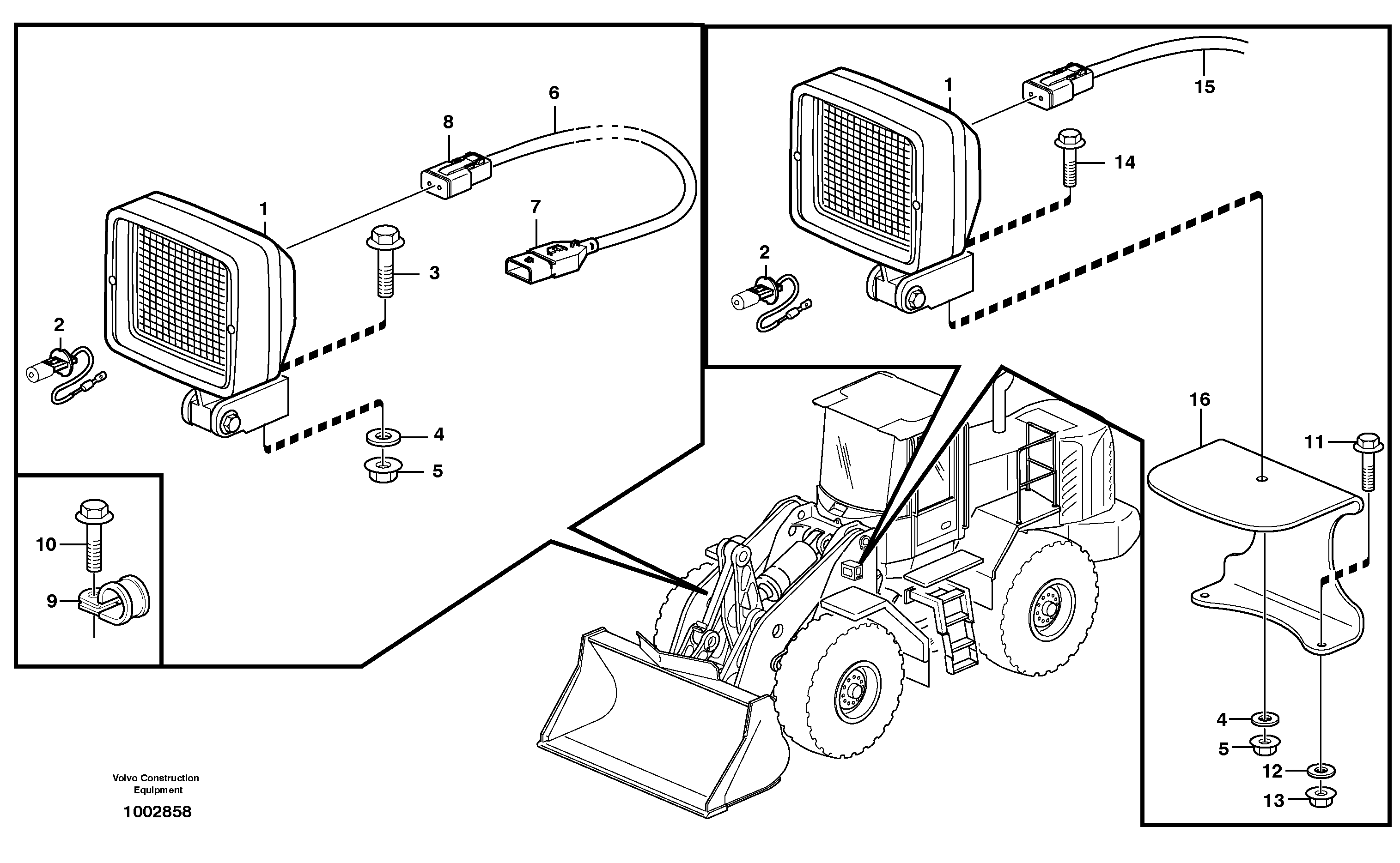 Work lights, front. — volvo parts diagram