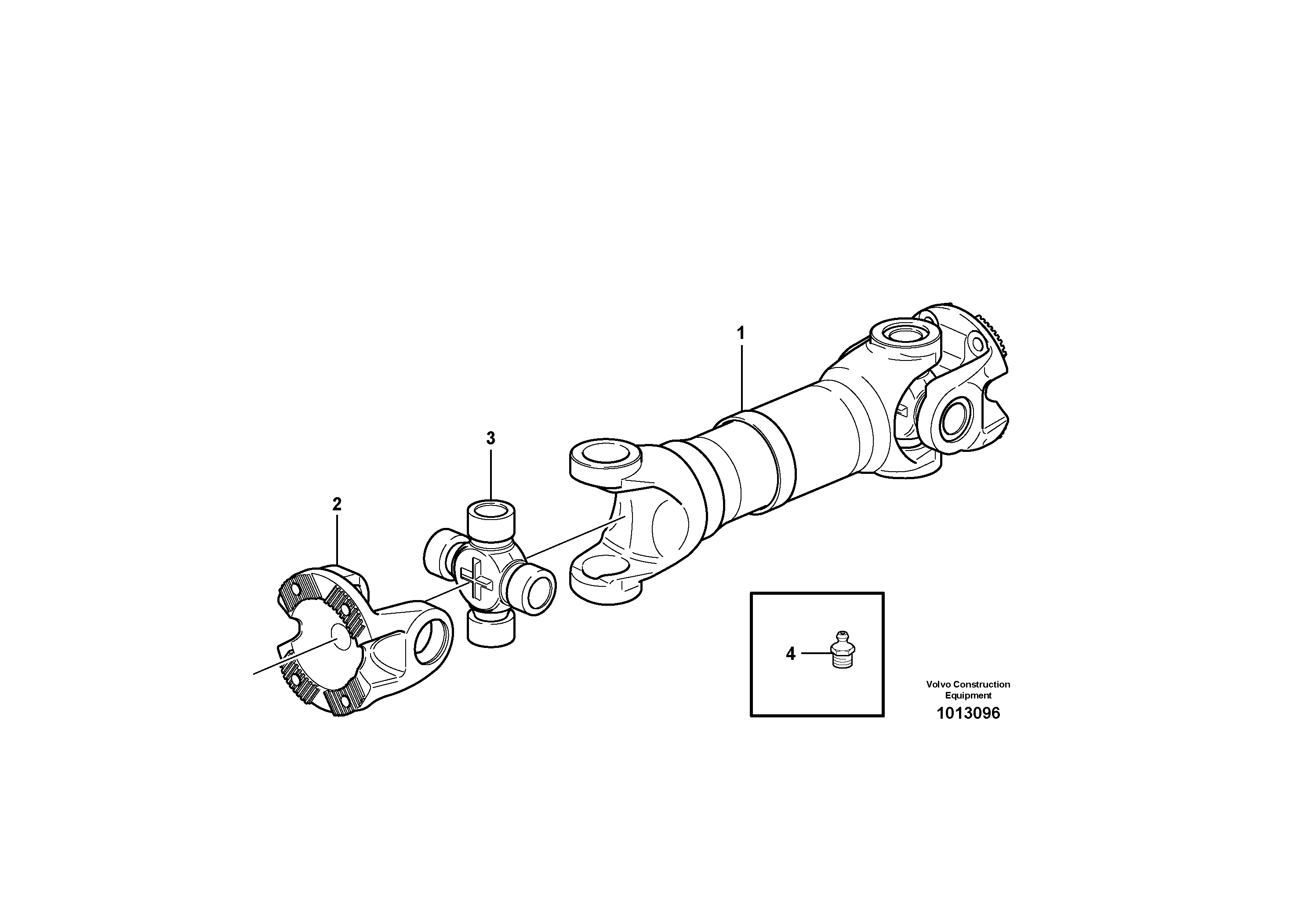 Propellershaft rear  STD, OPEN ROPS — volvo parts diagram