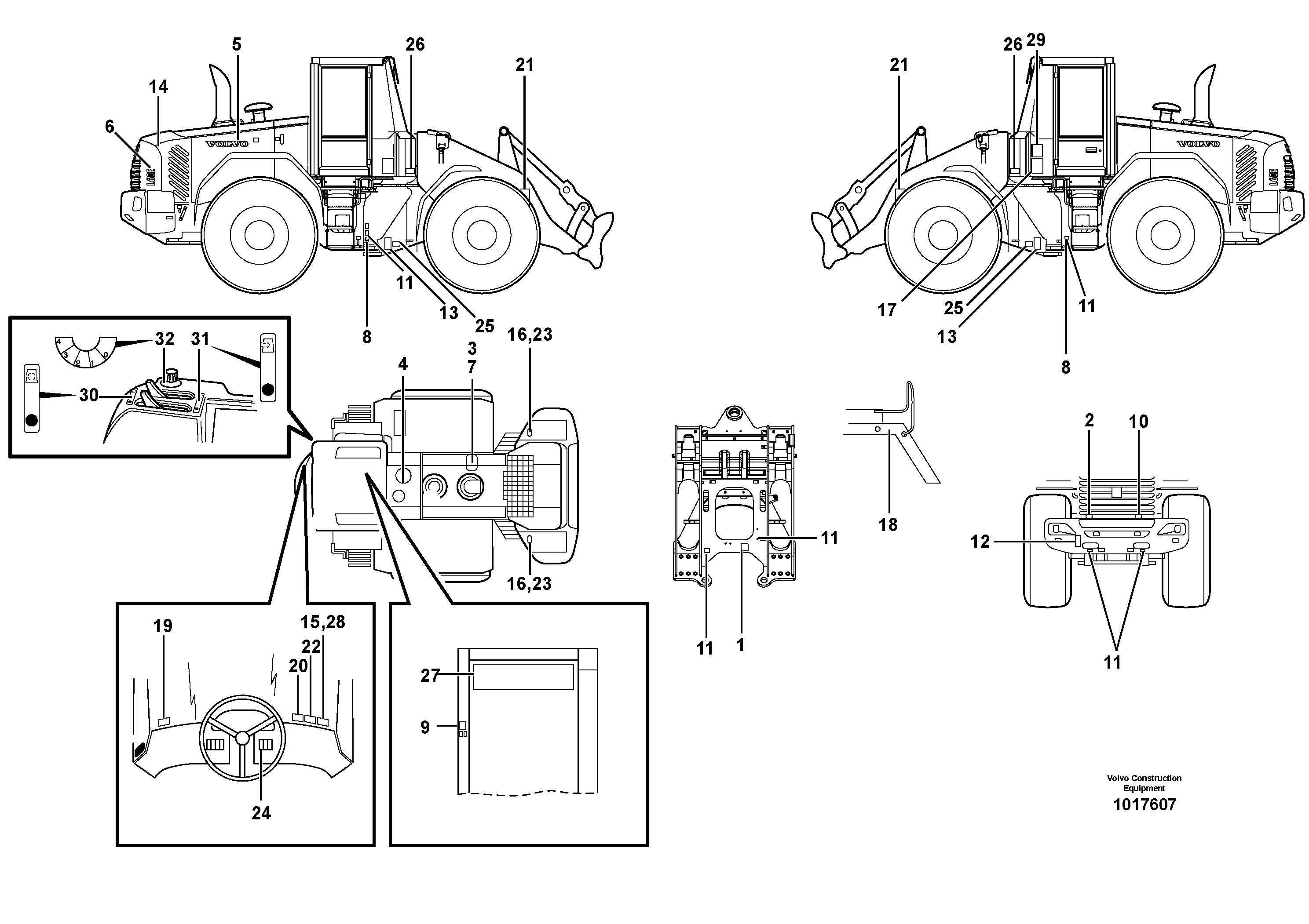 Sign plates and decals  STD, OPEN ROPS — volvo parts diagram