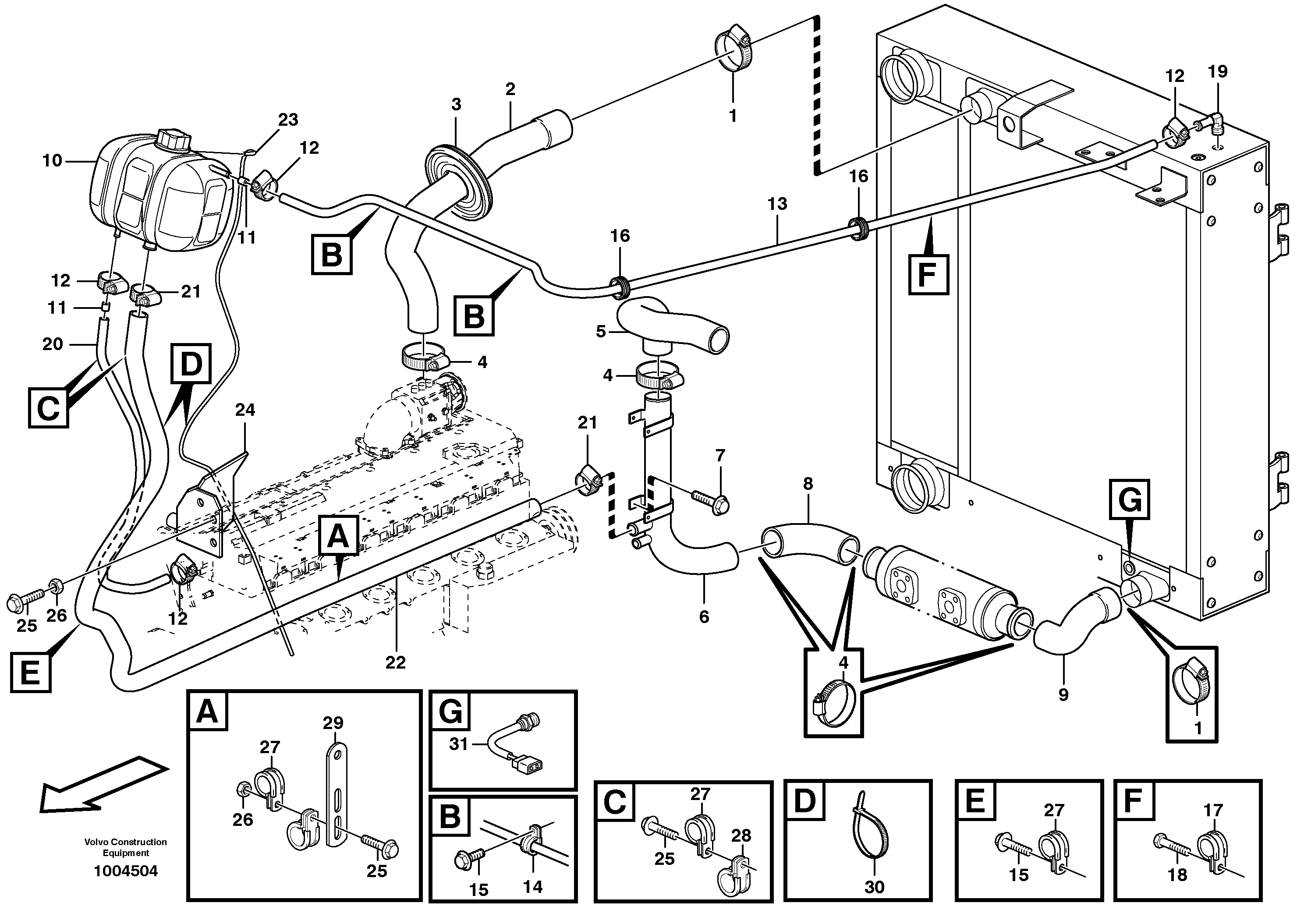 Cooling system  STD, OPEN ROPS — volvo parts diagram