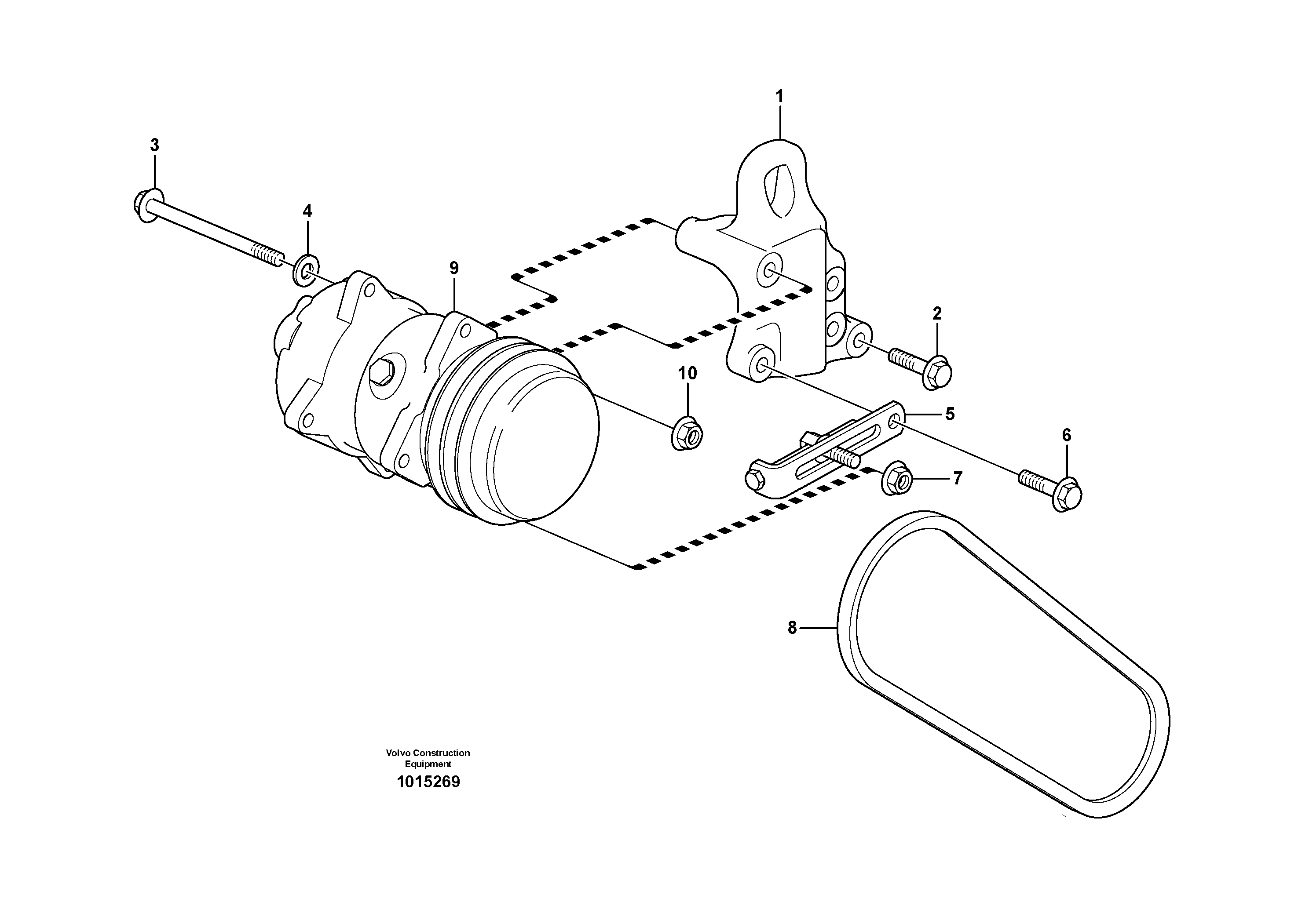 Compressor for cooling agent R134a with fitting parts.  80868, 82323, 82772, 82773 — volvo parts diagram