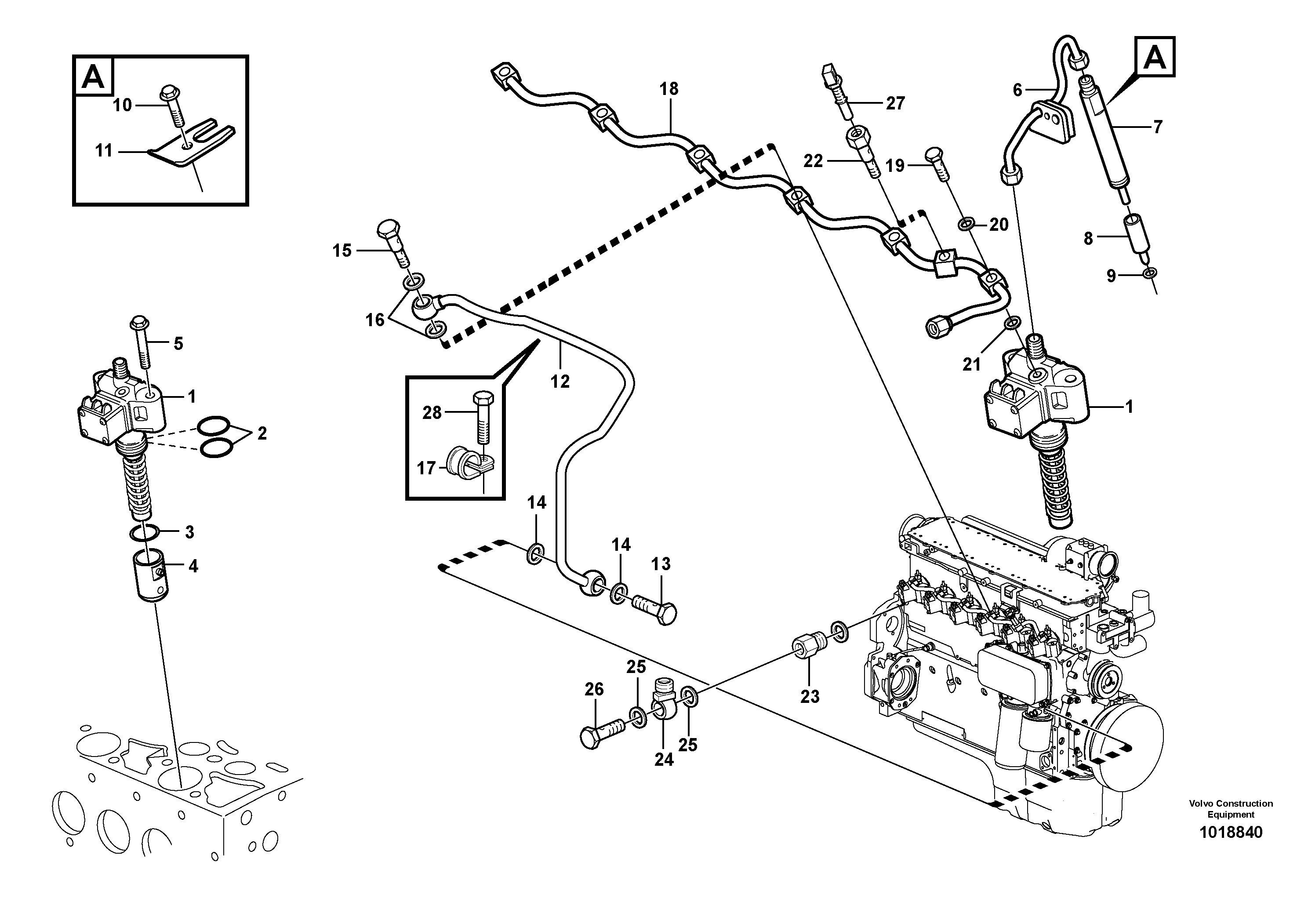 Fuel lines and injectors — volvo parts diagram