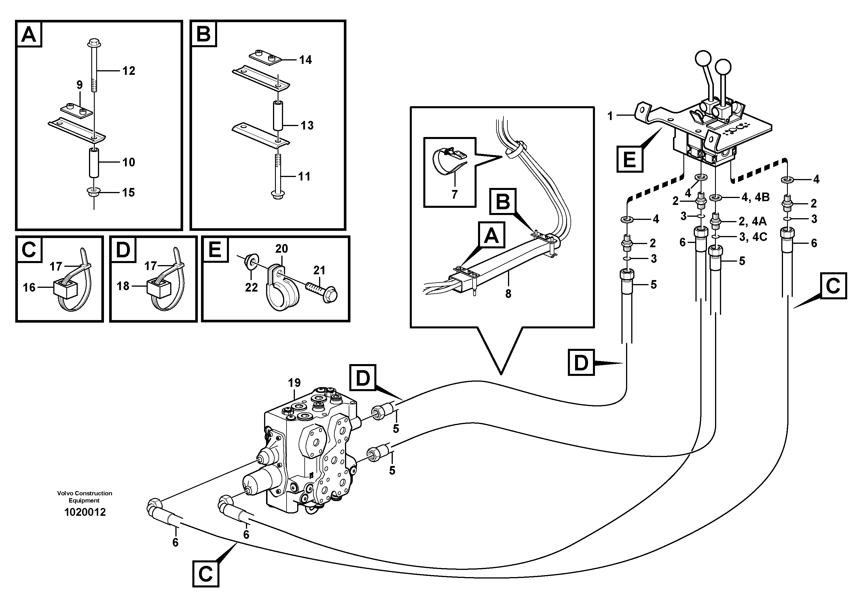 Control lines  STD, OPEN ROPS — volvo parts diagram