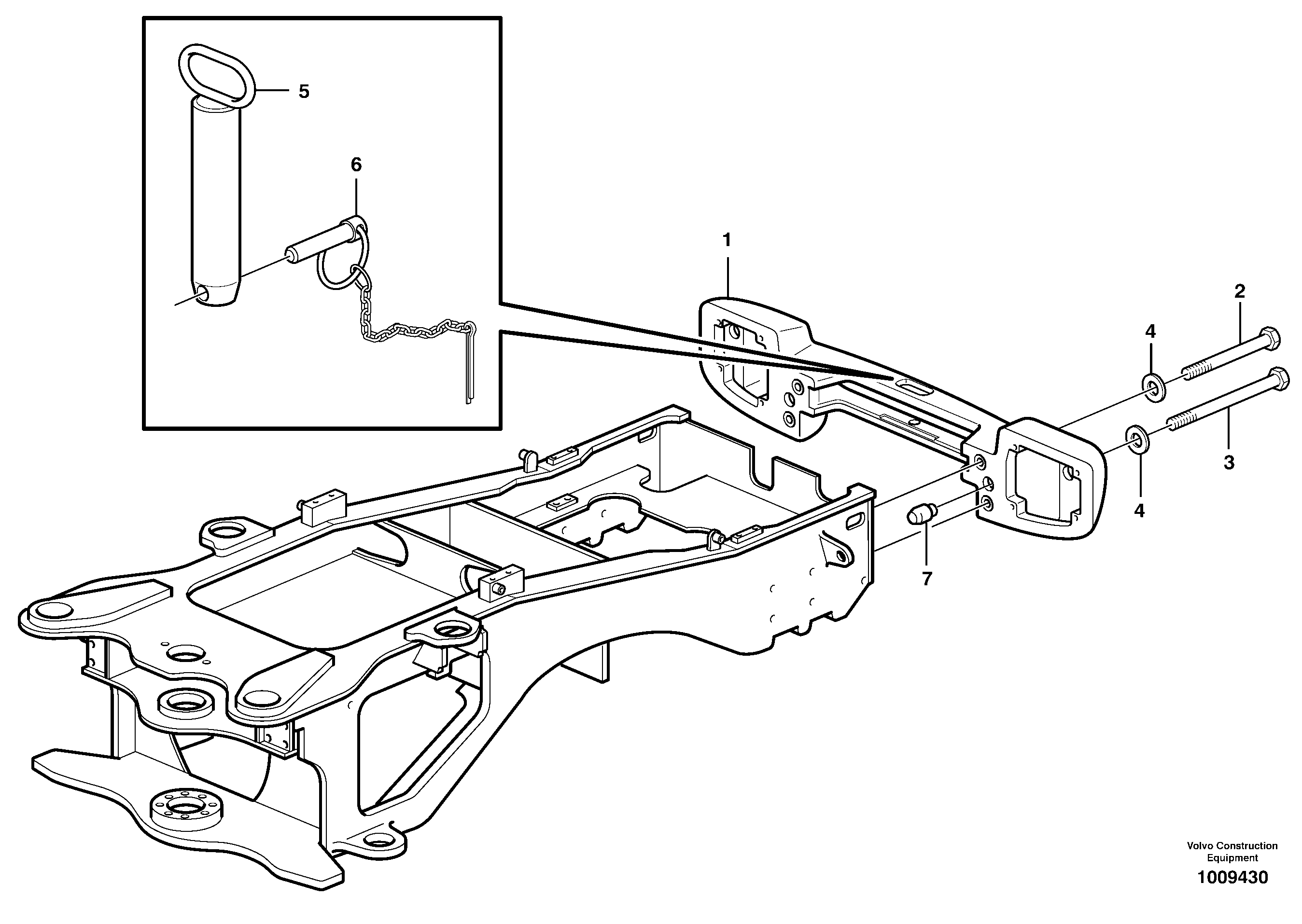 Rear hitch and counterweight  STD, OPEN ROPS — volvo parts diagram