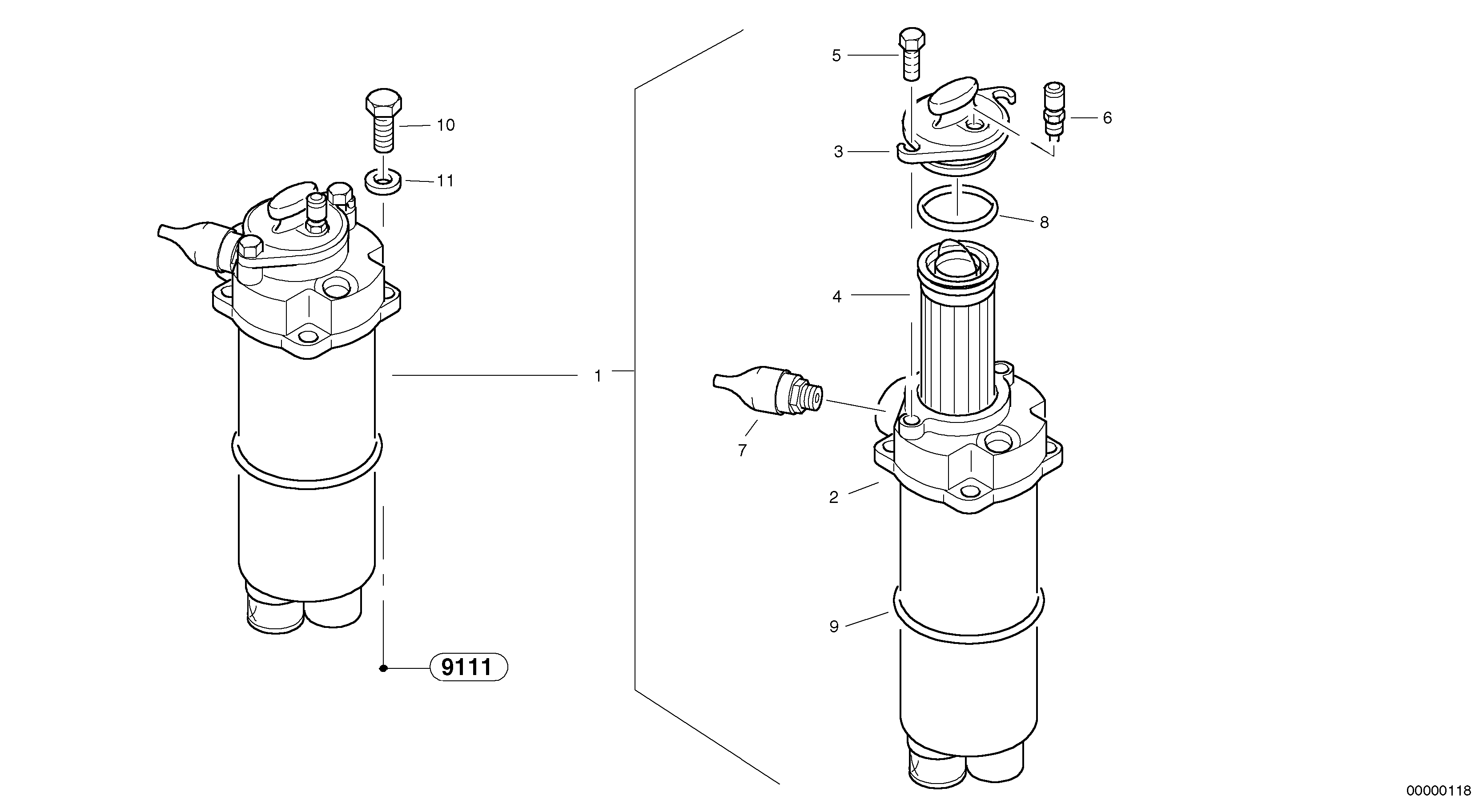 Suction recoil filter — volvo parts diagram