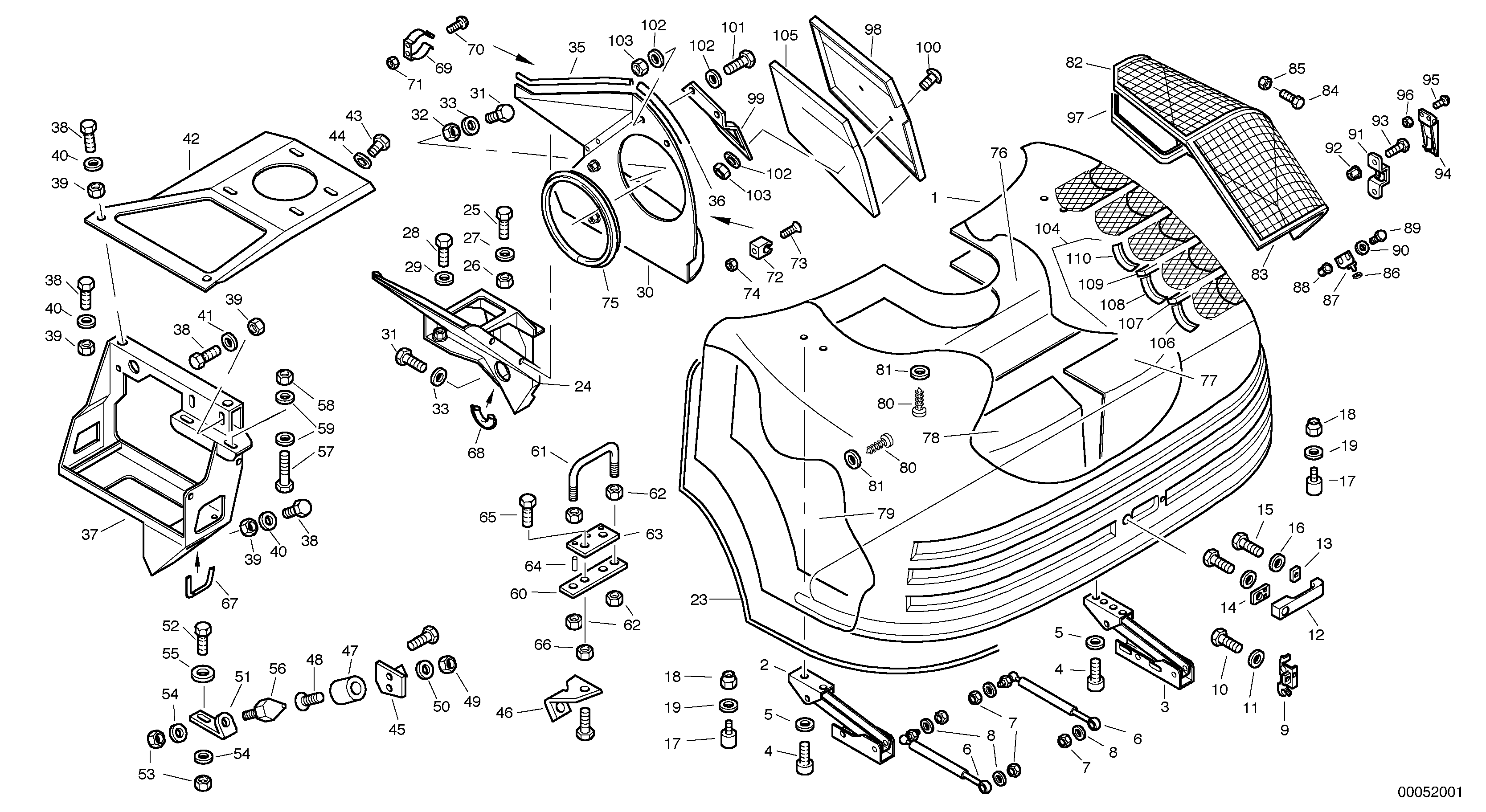 Engine hood — volvo parts diagram