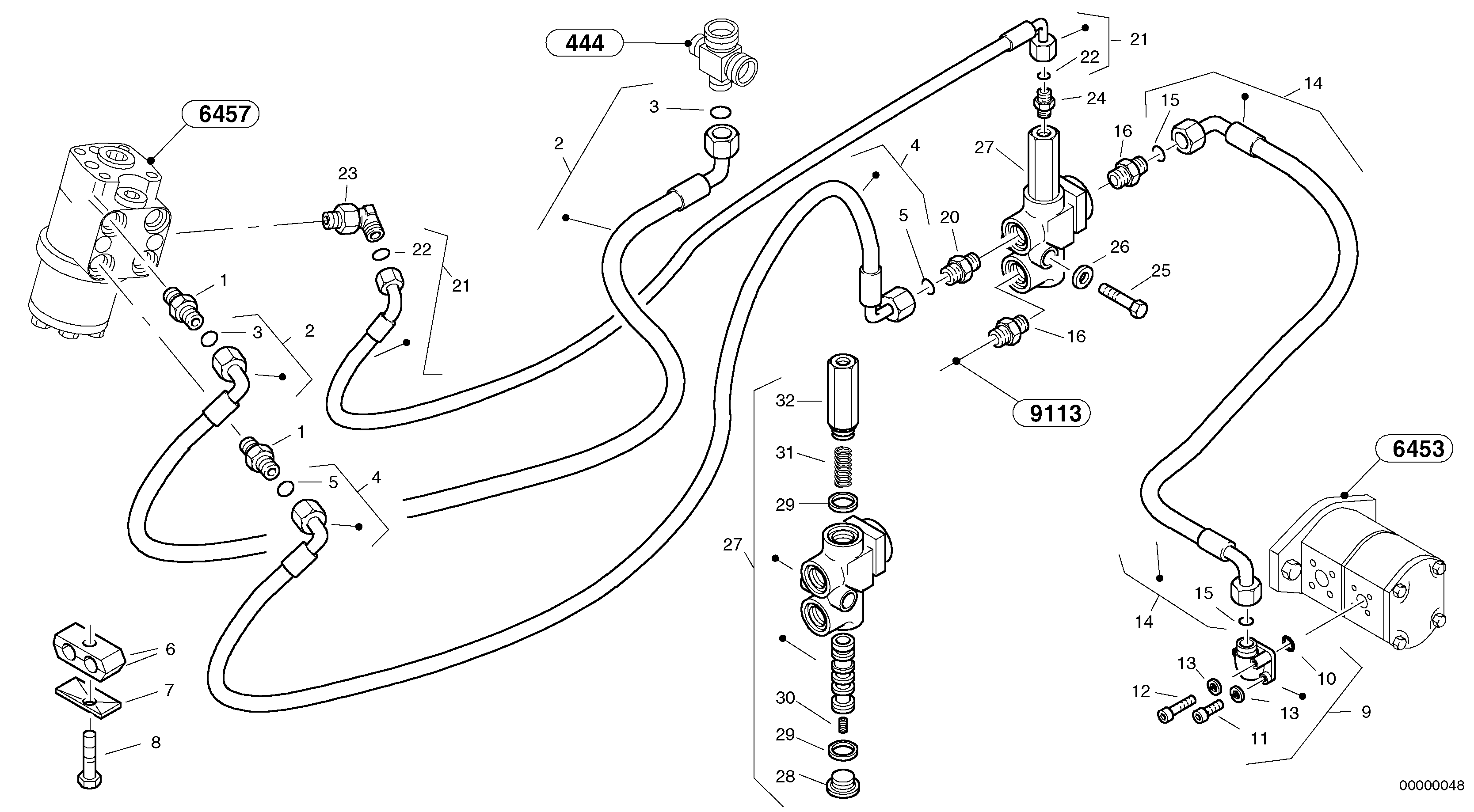 Steering-hydraulic equipment - rear vehicle — volvo parts diagram