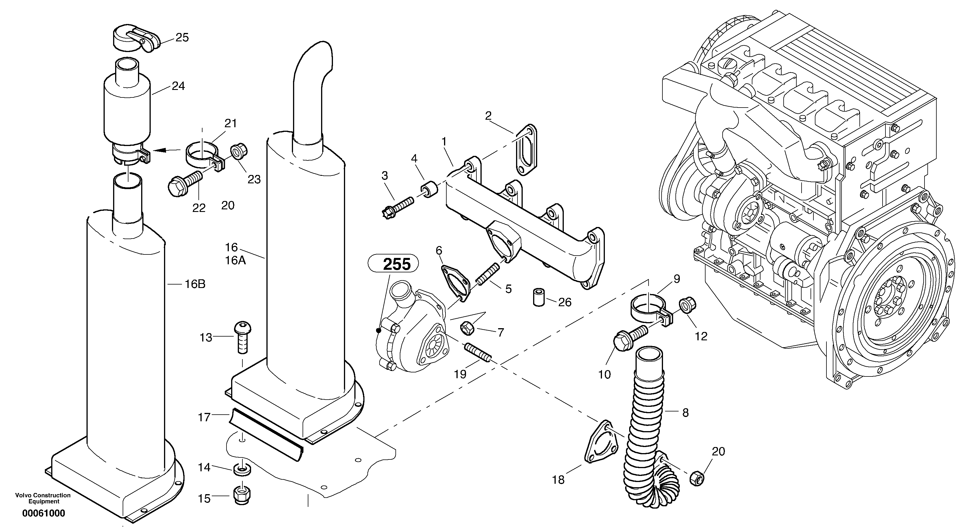 Exhaust system — volvo parts diagram