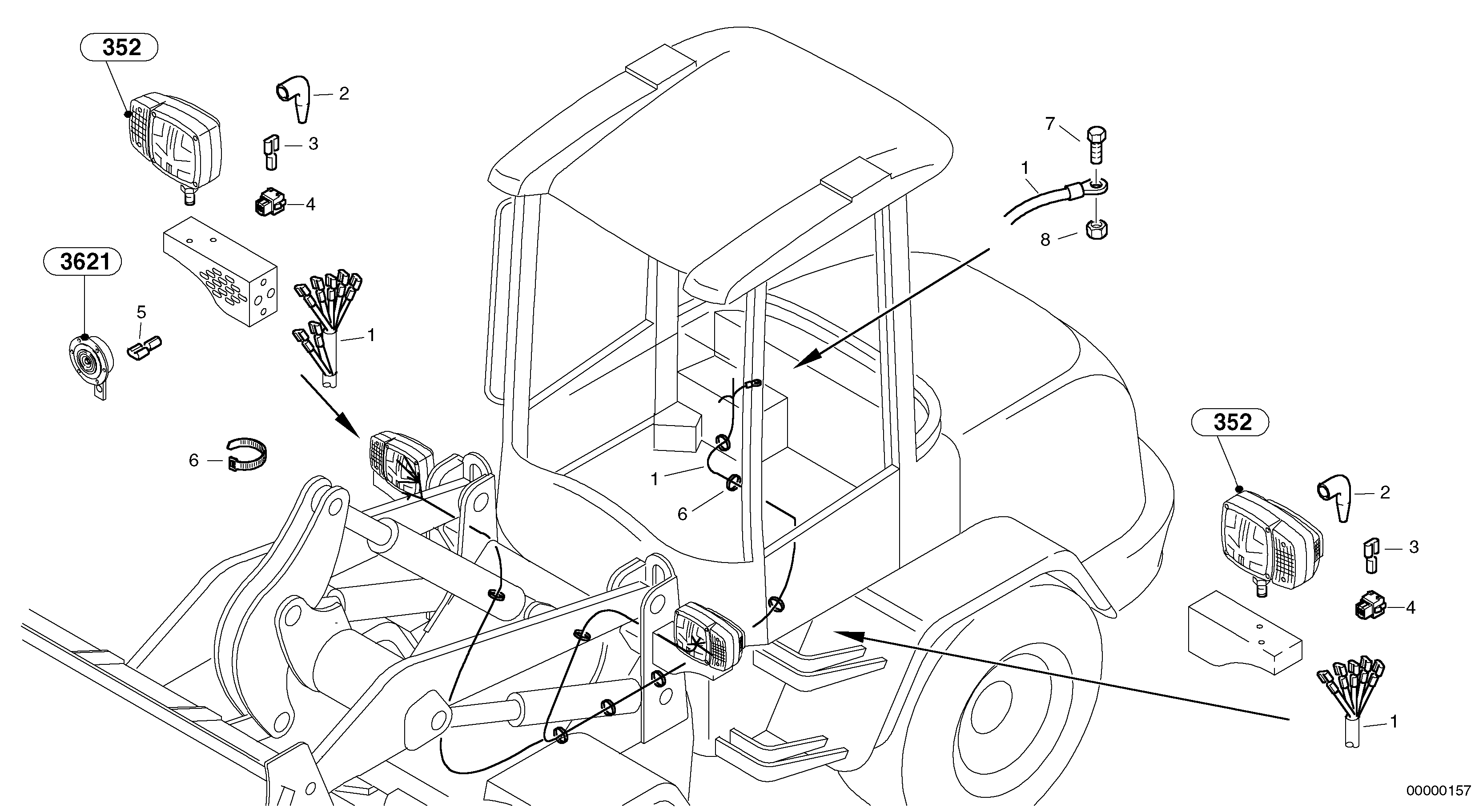 Cable tree, front — volvo parts diagram