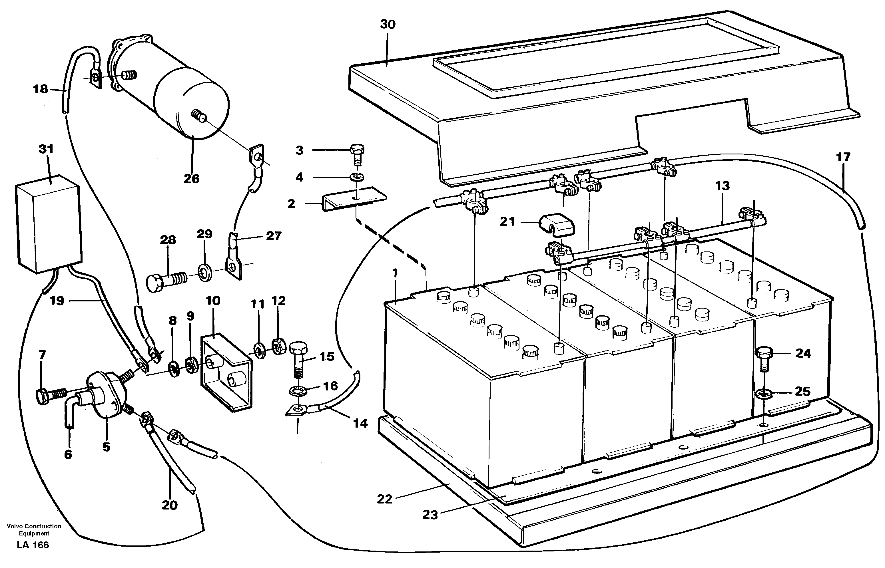 Battery with assembling details — volvo parts diagram