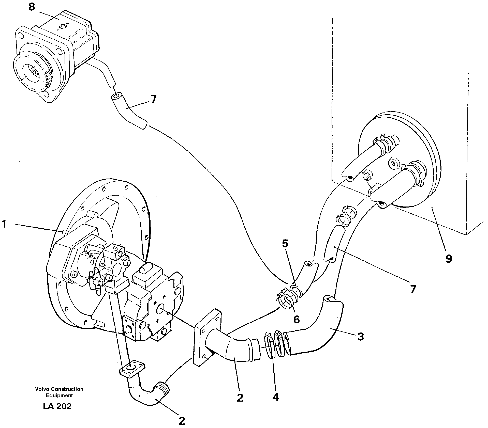 Hydraulic system suction lines — volvo parts diagram