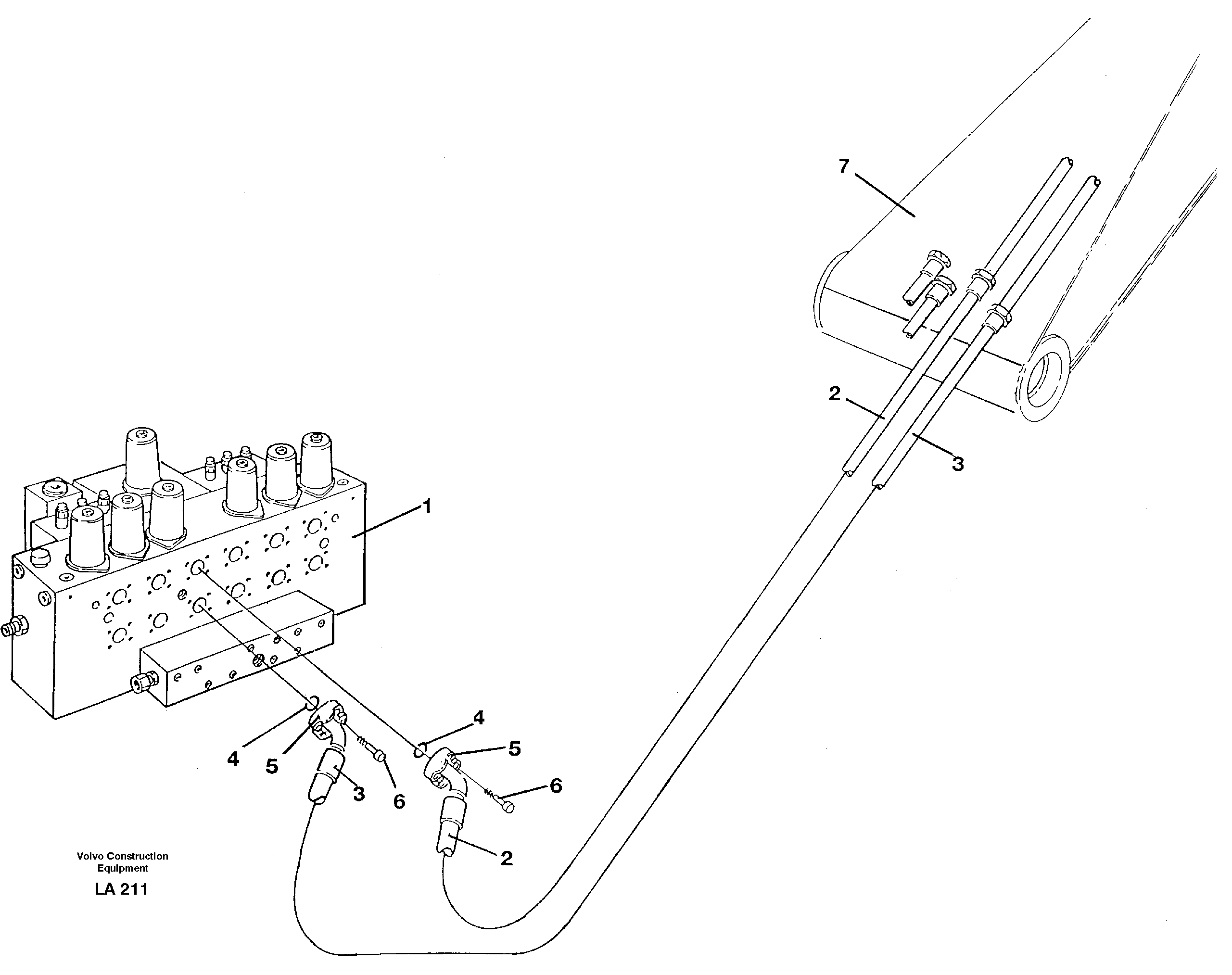 Hydraulic system, dipperarm — volvo parts diagram