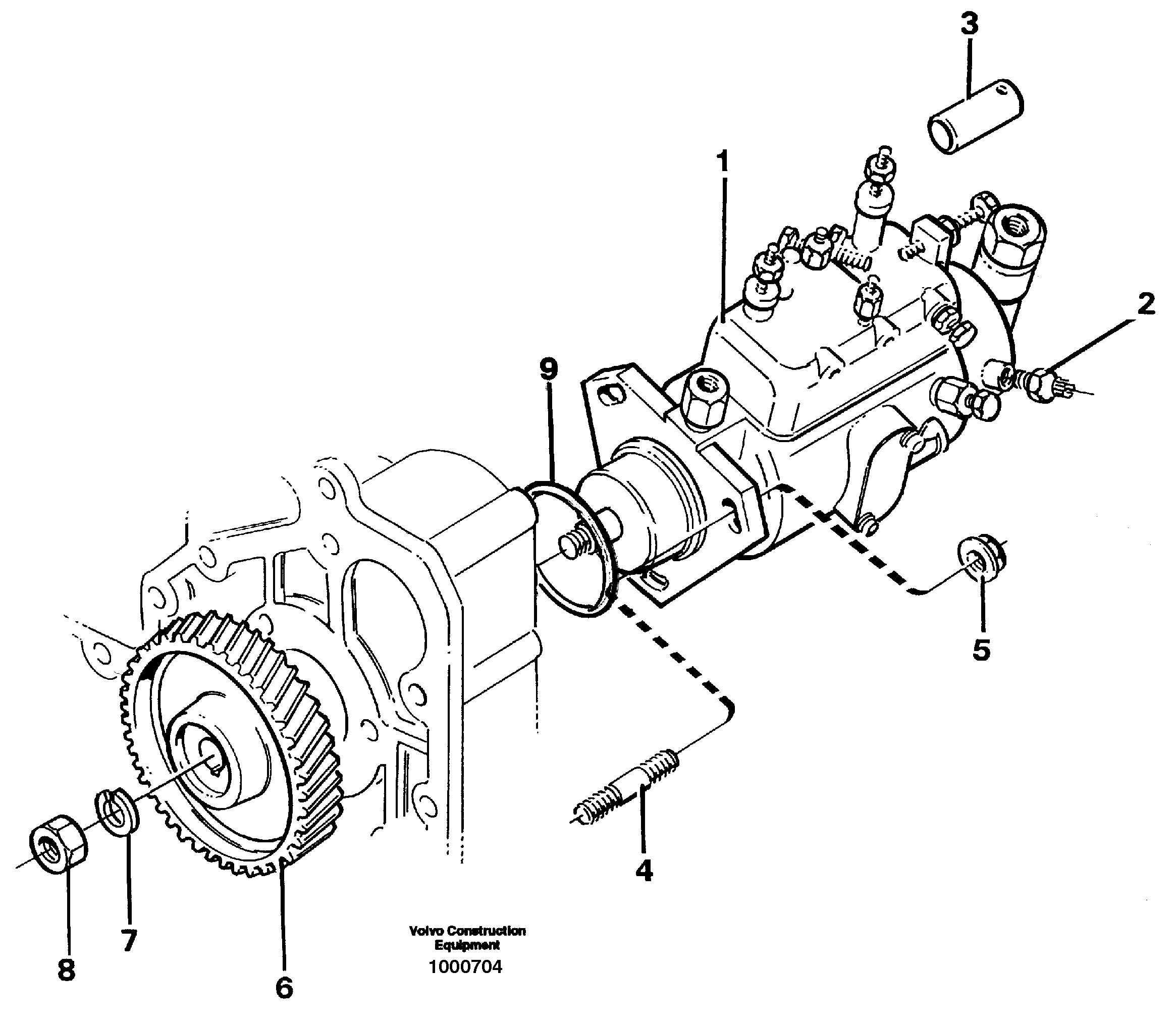 Injection pump with drive — volvo parts diagram