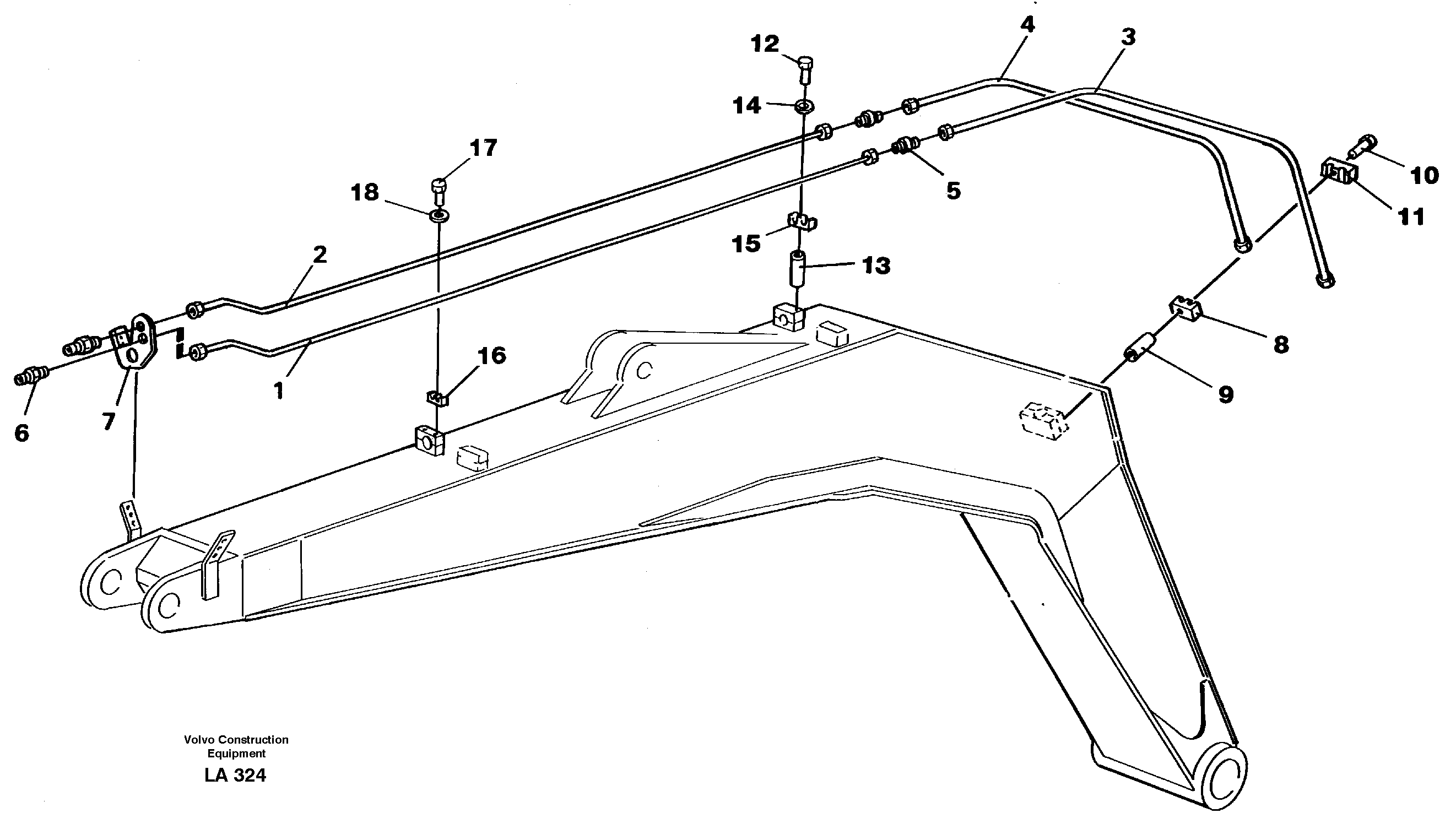 Grab bucket equipment, boom 4,9m  14259586 — volvo parts diagram