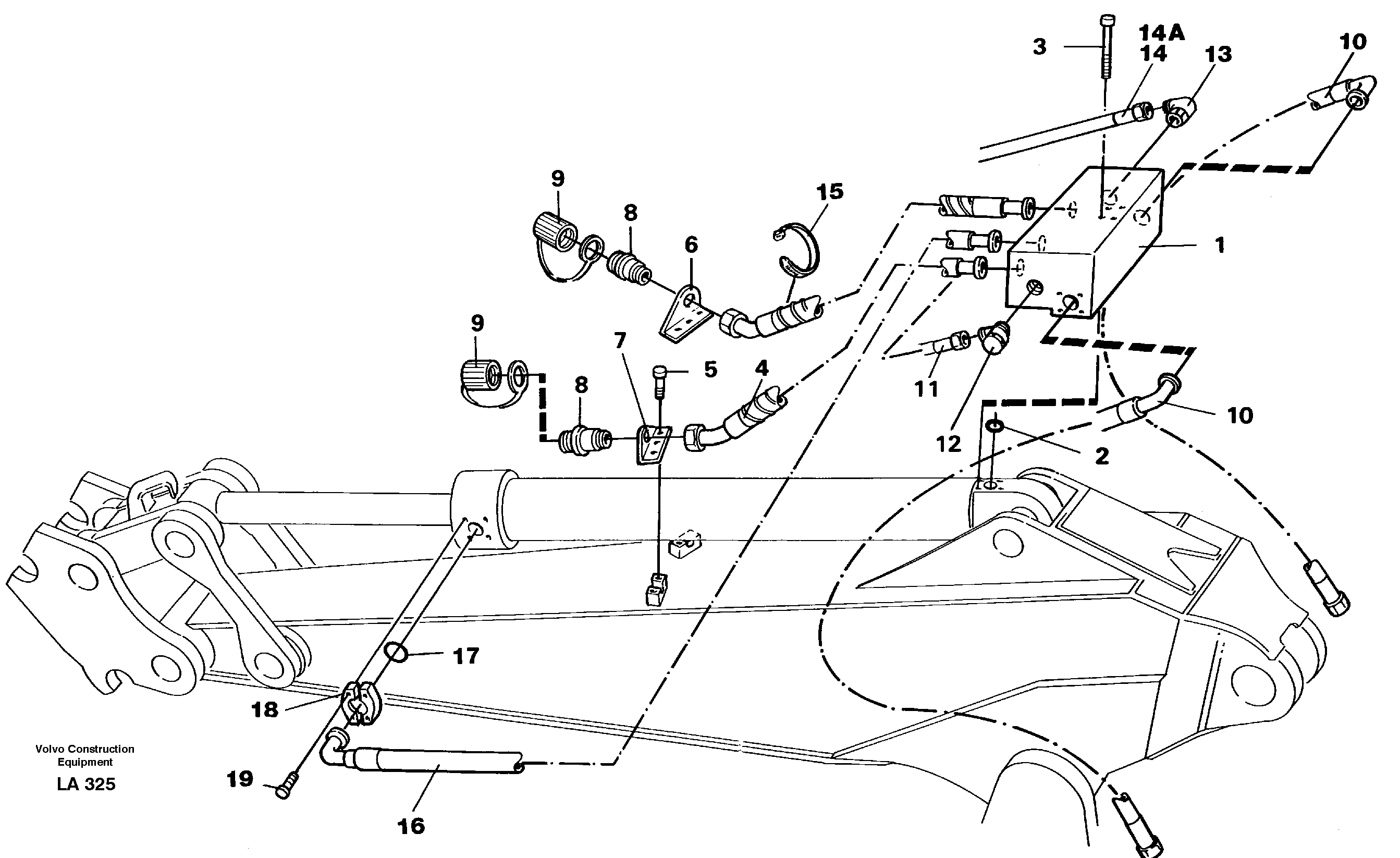 Grab equipment, dipper arm 2.0 m /2.4 m  14262401 14259547 — volvo parts diagram