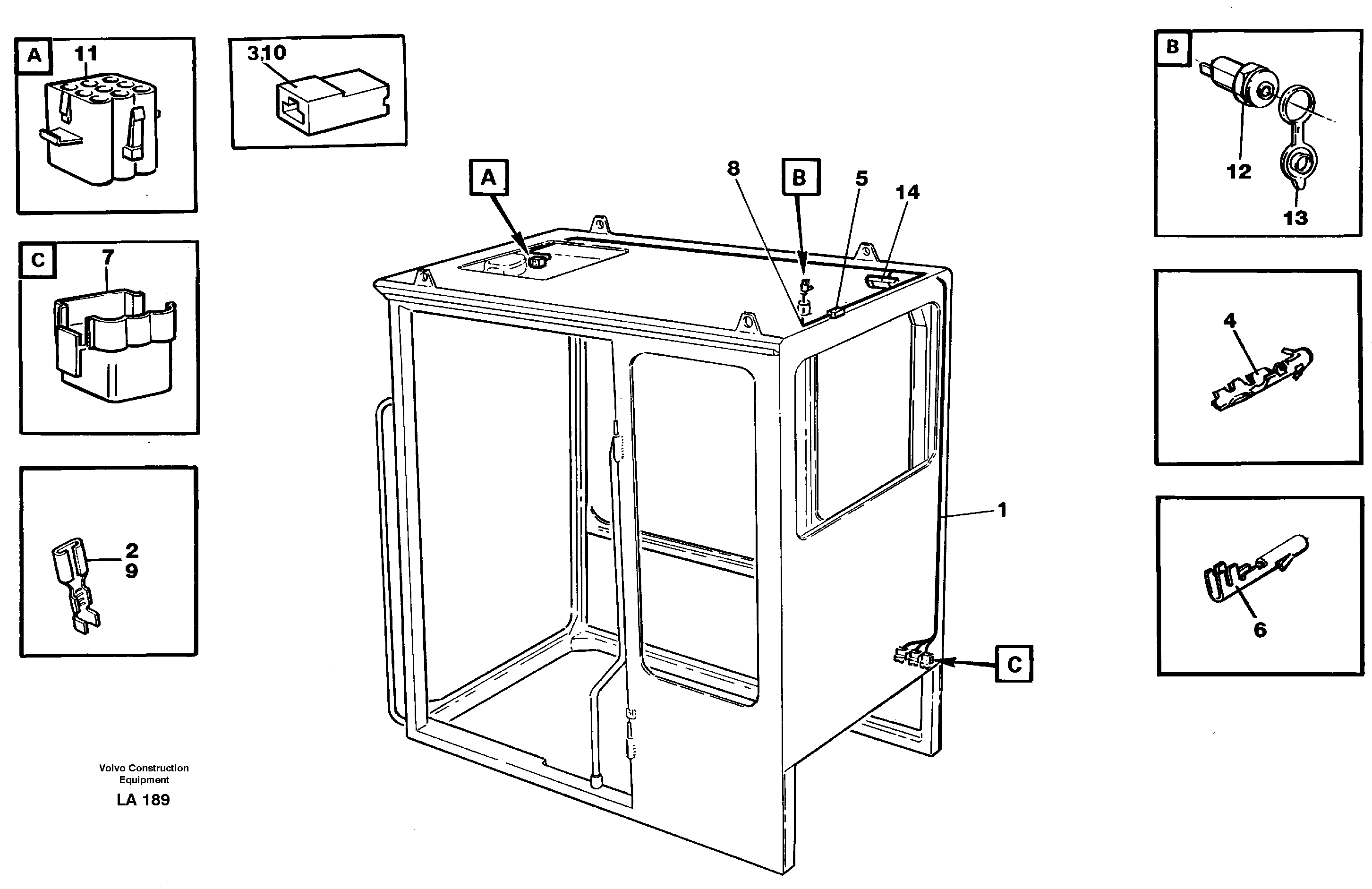 Cable harnesses, cab — volvo parts diagram
