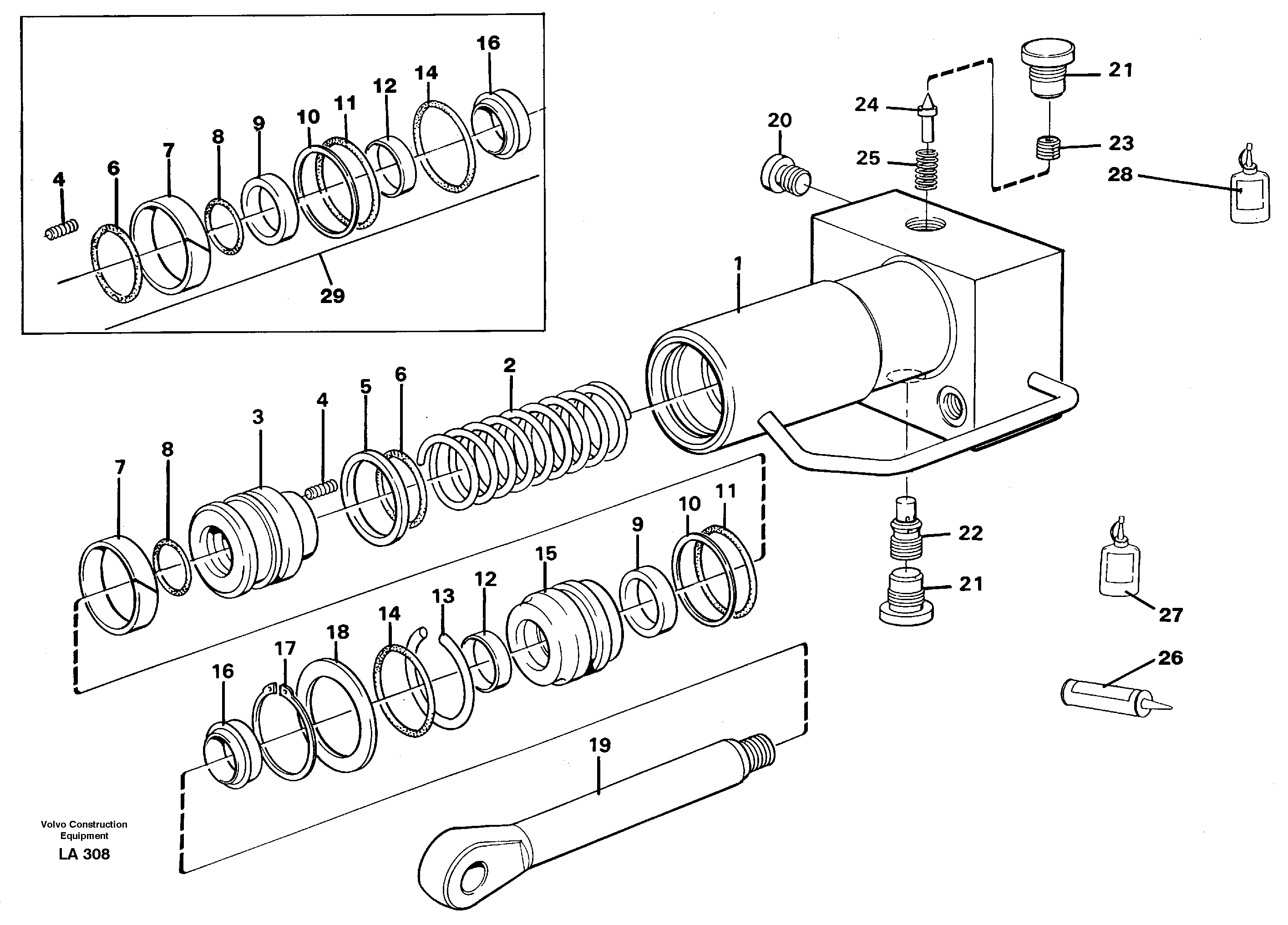 Hydraulic cylinder, quick attachment  14264492 — volvo parts diagram