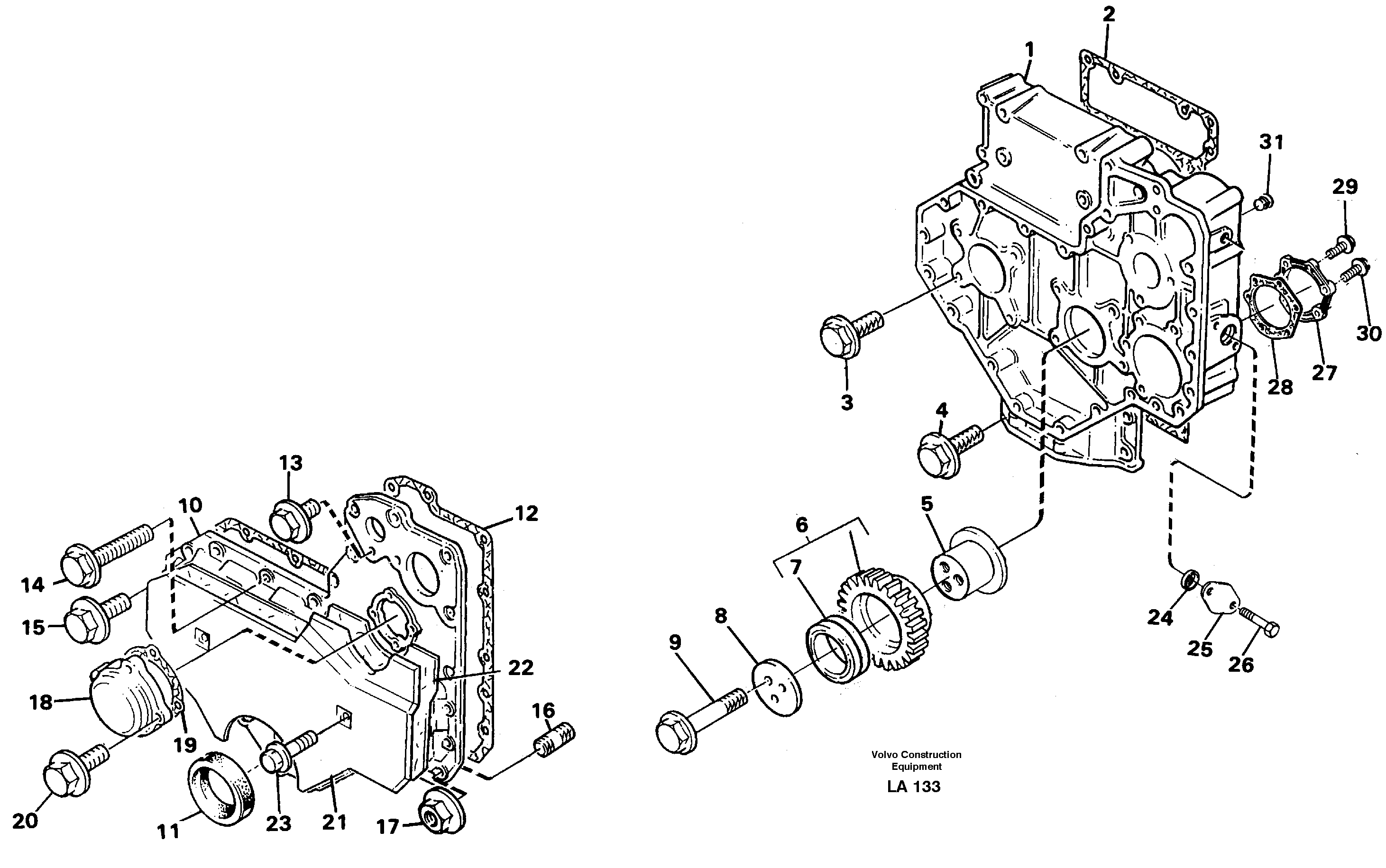 Timing gear casing — volvo parts diagram