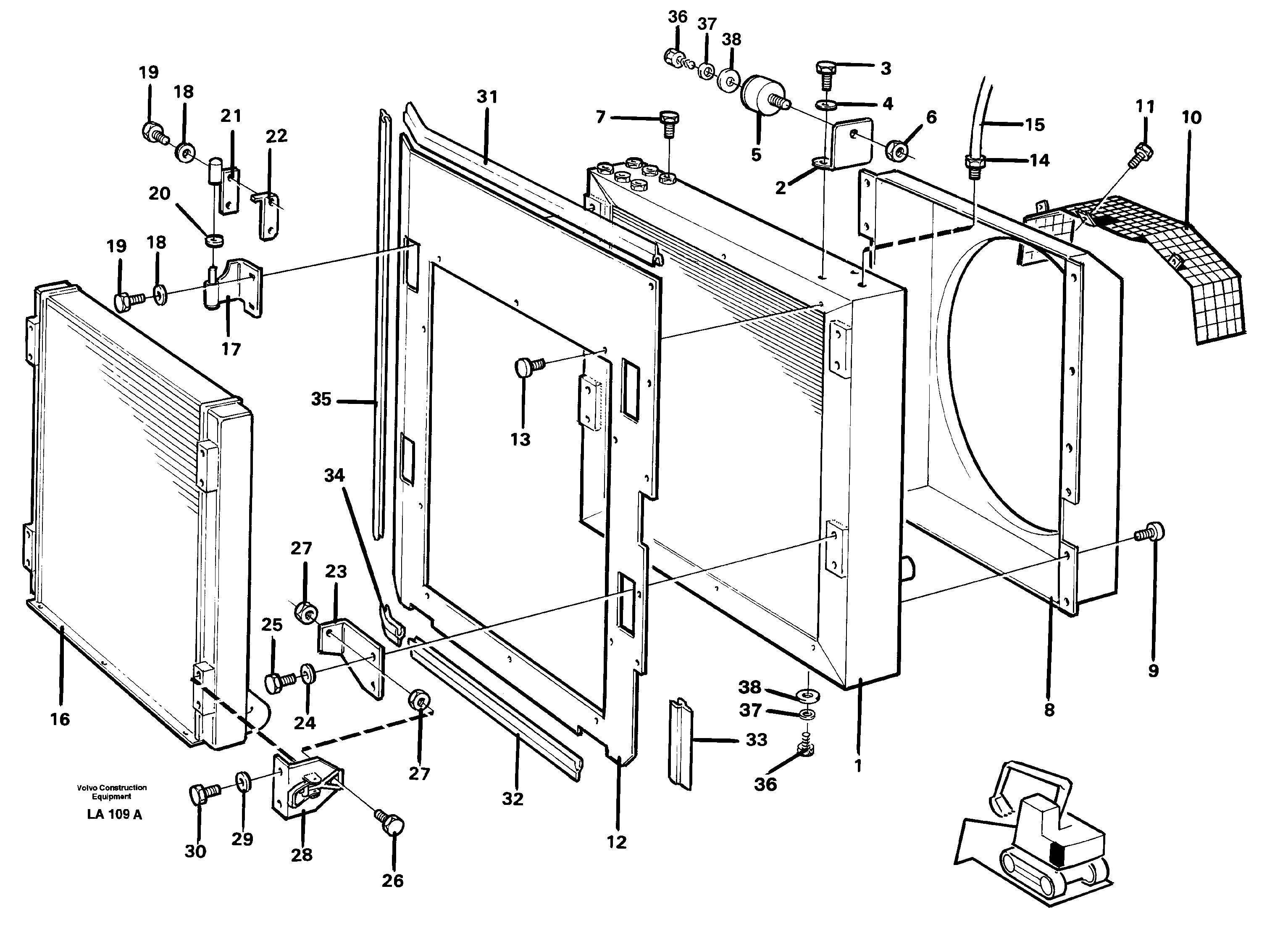 Radiator with fitting parts — volvo parts diagram