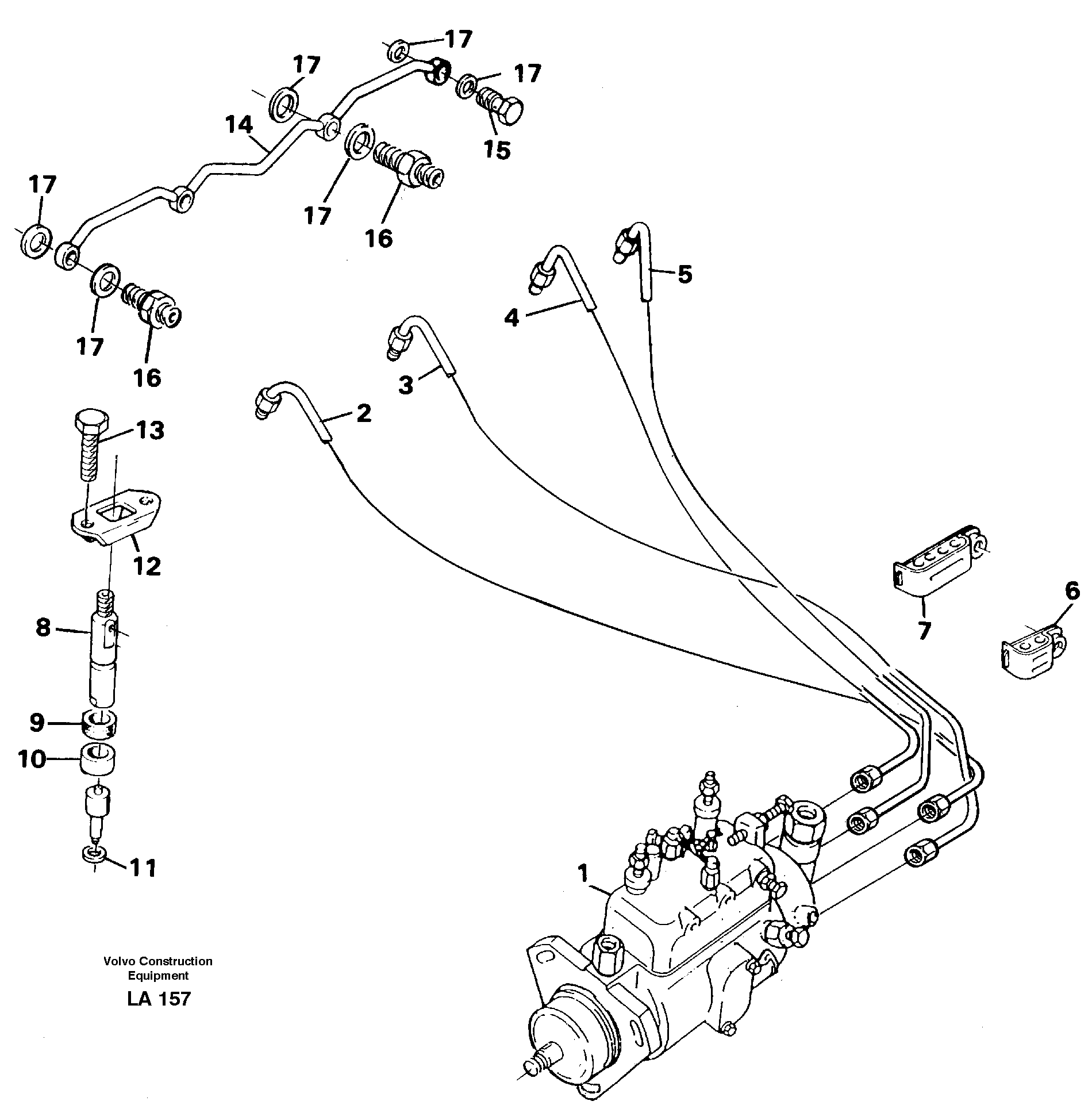 Fuel lines, injectors — volvo parts diagram