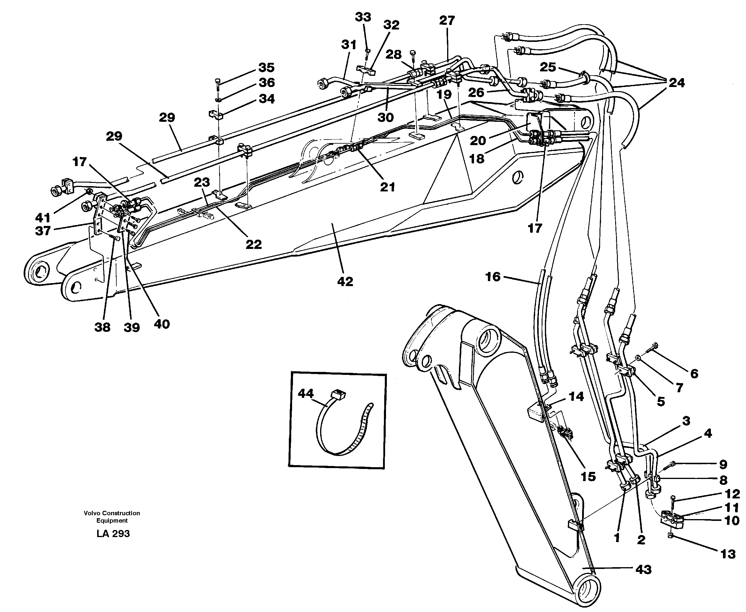 Pipes and fittings, adjustable boom  14267963 — volvo parts diagram