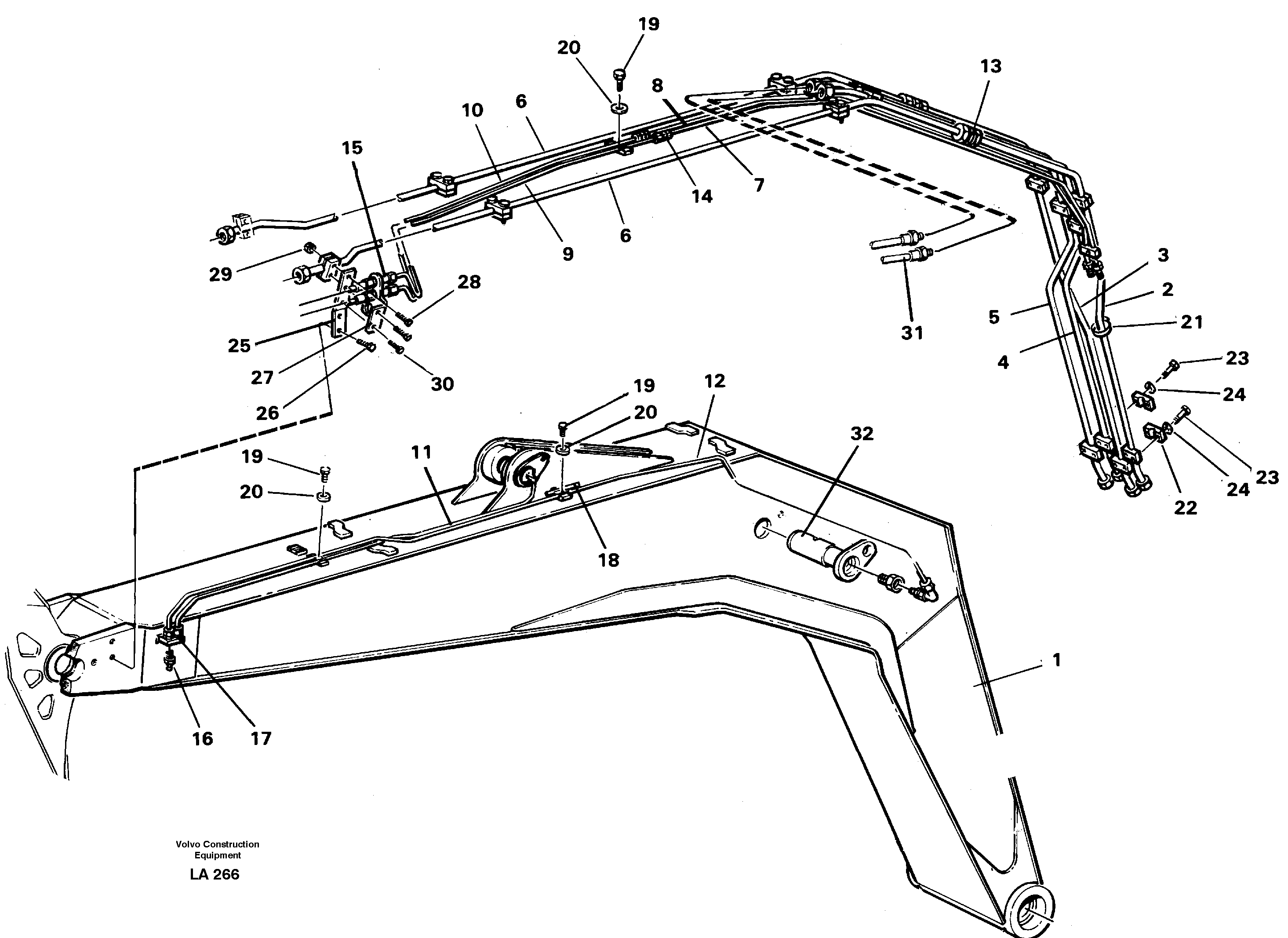 Pipes and fitting parts for 6.65 m boom  14268048 — volvo parts diagram