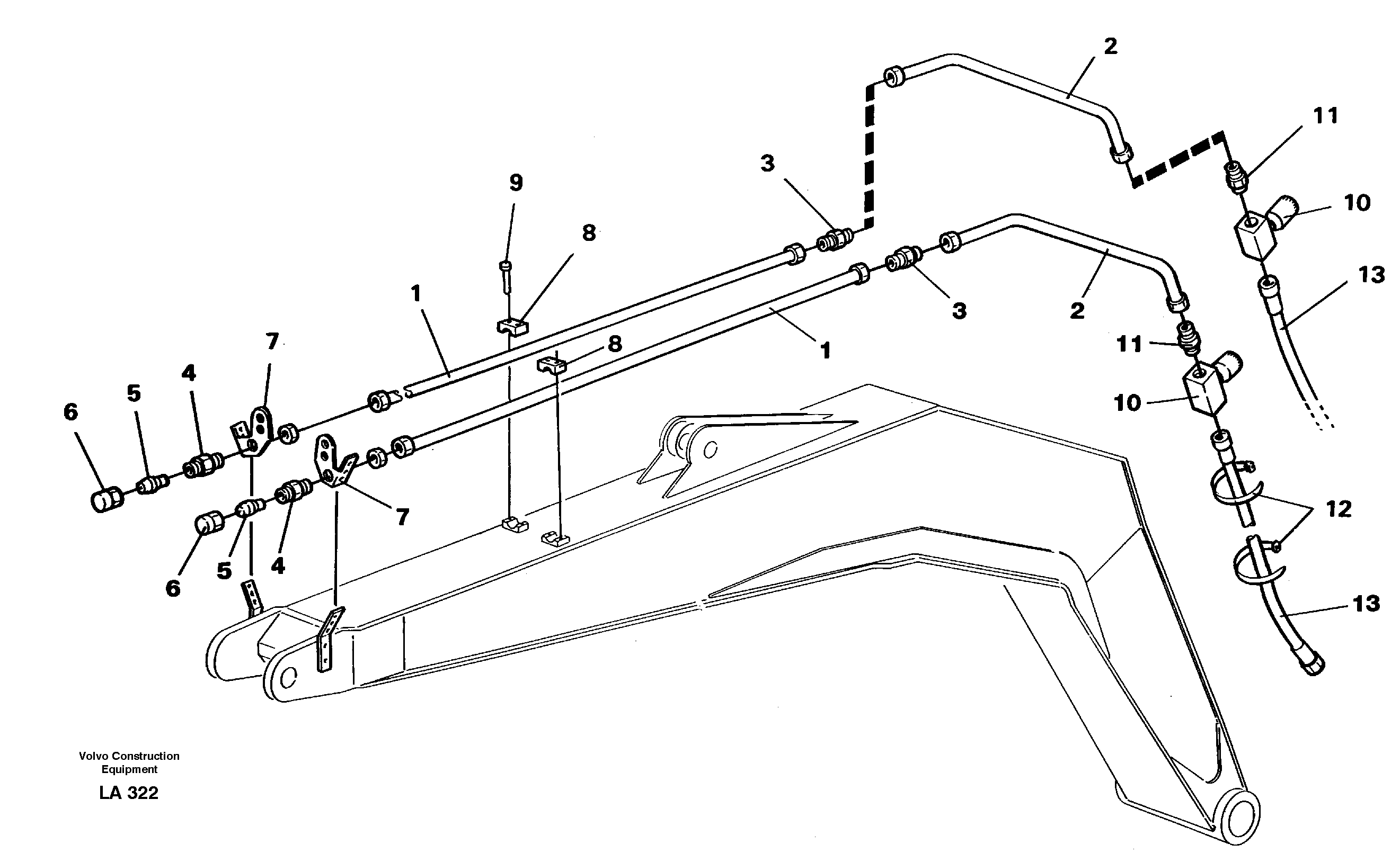 Slope/grab bucket equipment, boom  14258769 — volvo parts diagram