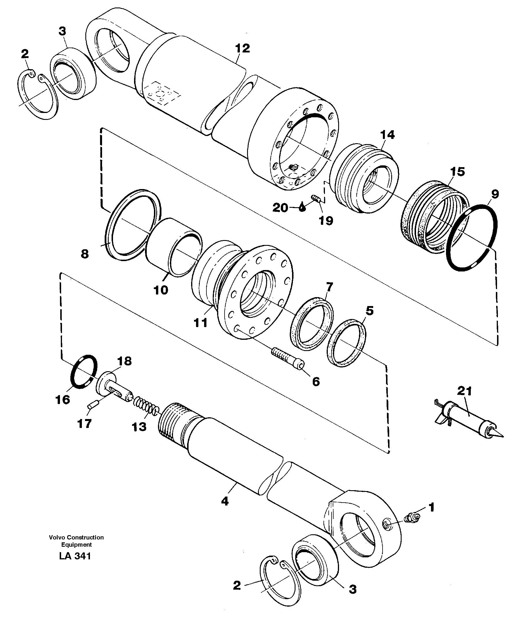 Hydraulic cylinder, stabilisor  14259272, 14259273 — volvo parts diagram