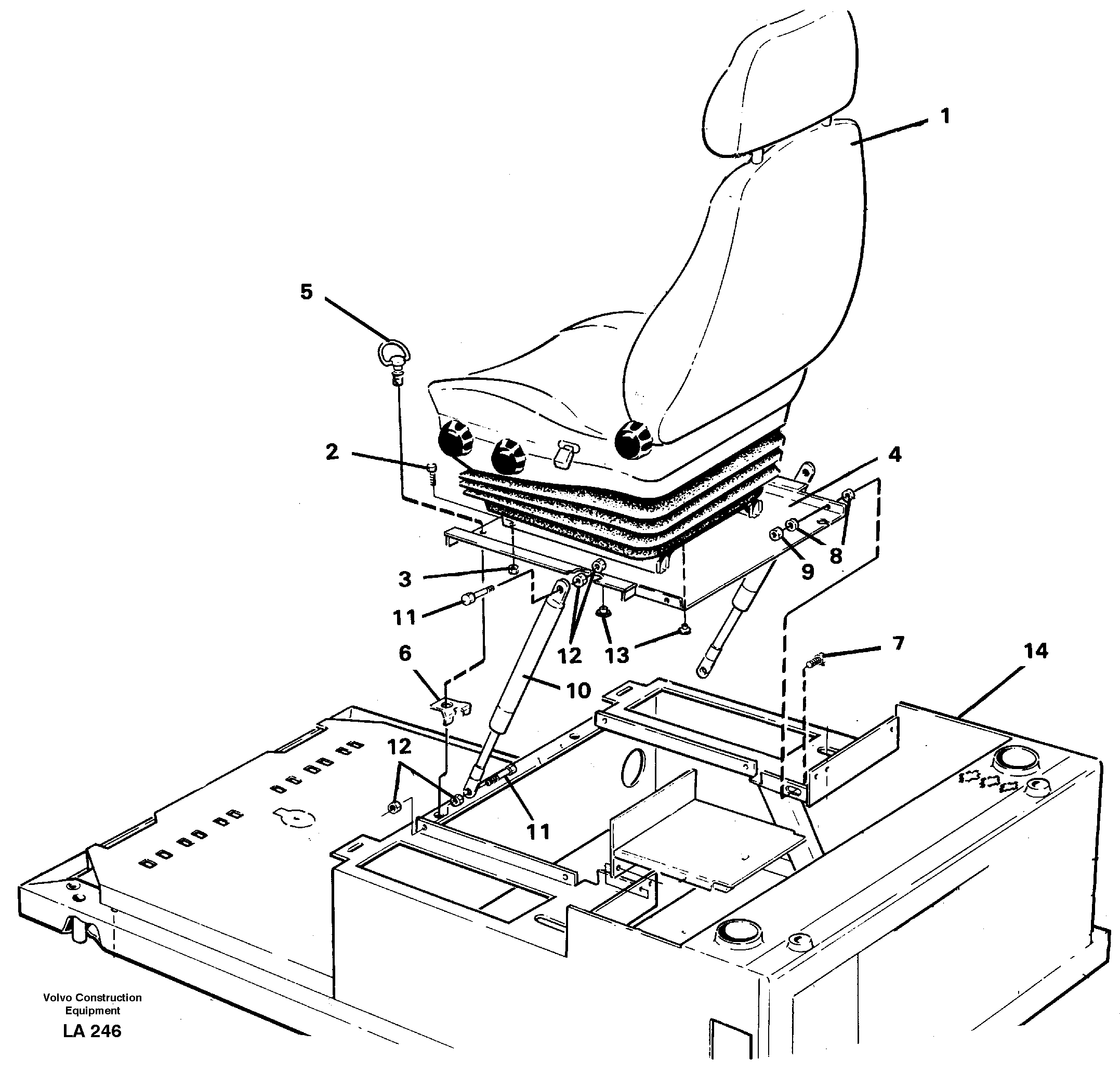 Operator seat with fitting parts — volvo parts diagram
