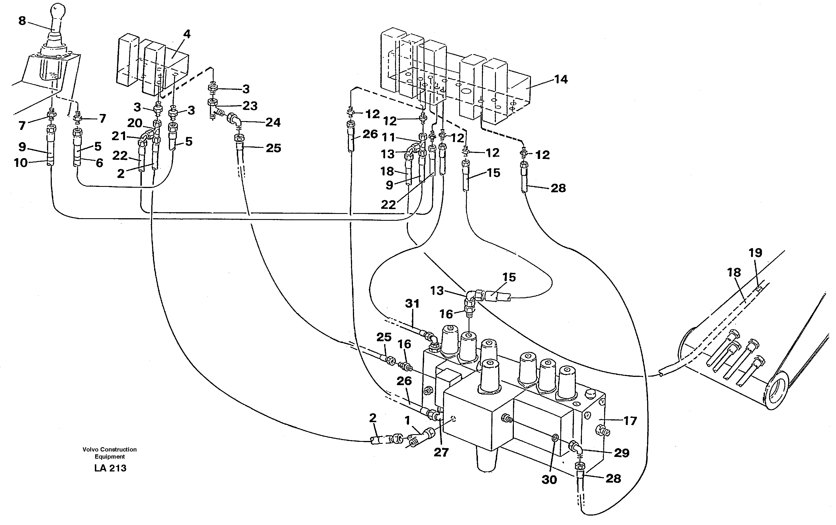 Servo hydraulics, boom — volvo parts diagram