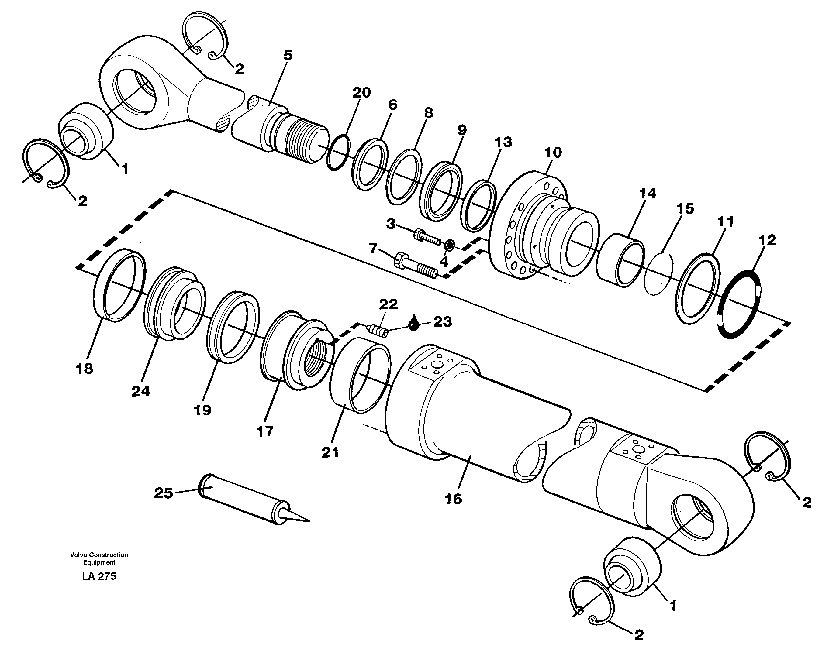 Boom cylinder, backhoe equipment  14268048 — volvo parts diagram